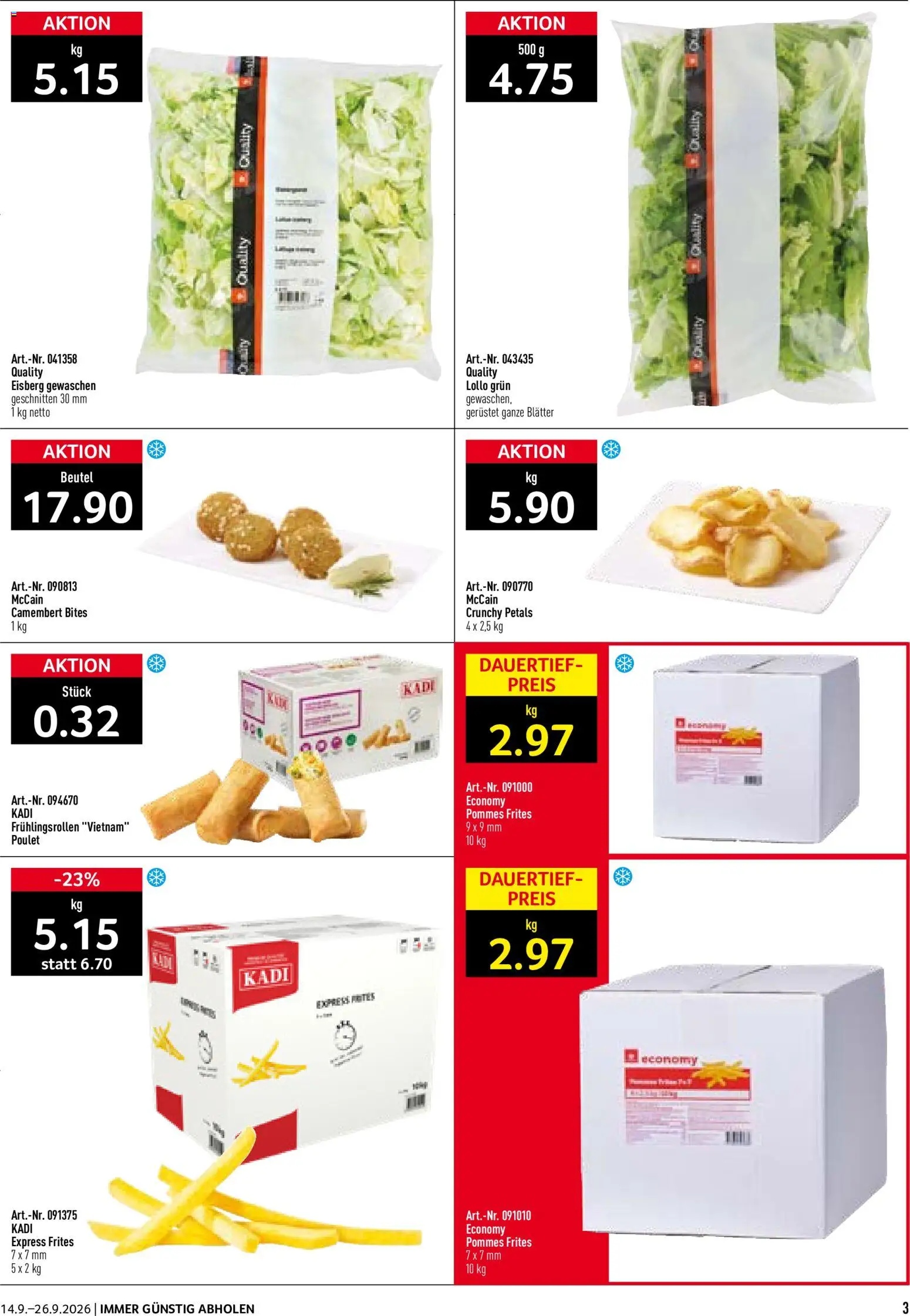 Prodega Aktionen Take Away – gültig ab 14.09.2026 | Seite: 3 | Produkte: Pommes Frites