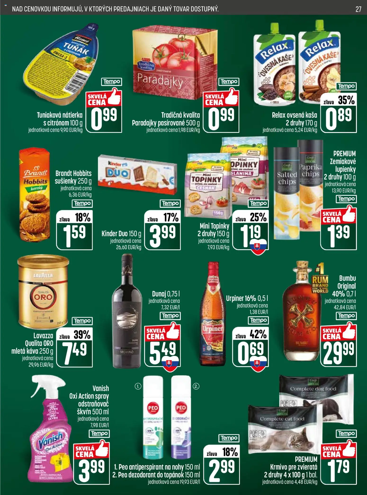 Nové COOP Jednota akcie – leták je platný od 14.05.2026 | Strana: 27 | Produkty: Káva, Paradajky, Vanish, Antiperspirant