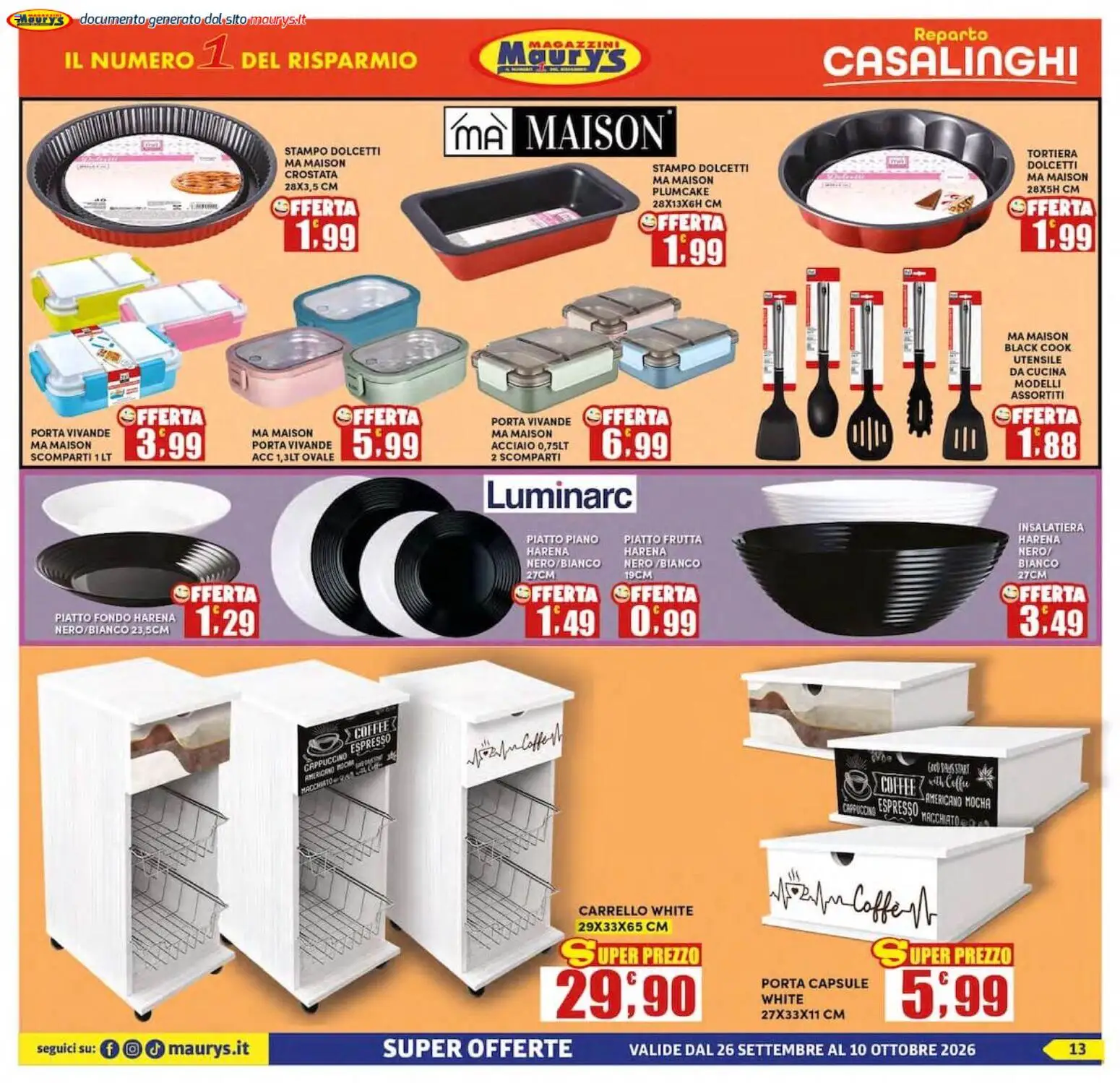 Volantino Maury's del 26/09/2026 | Pagina: 13