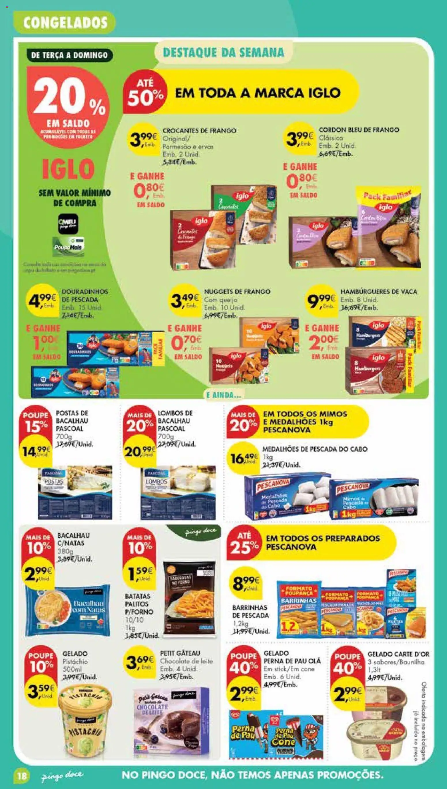Pingo Doce folheto Poupe Esta Semana Madeira │ válido de 20/10/2026 | Página: 18 | Produtos: Cabo, Bacalhau, Queijo, Petit Gateau