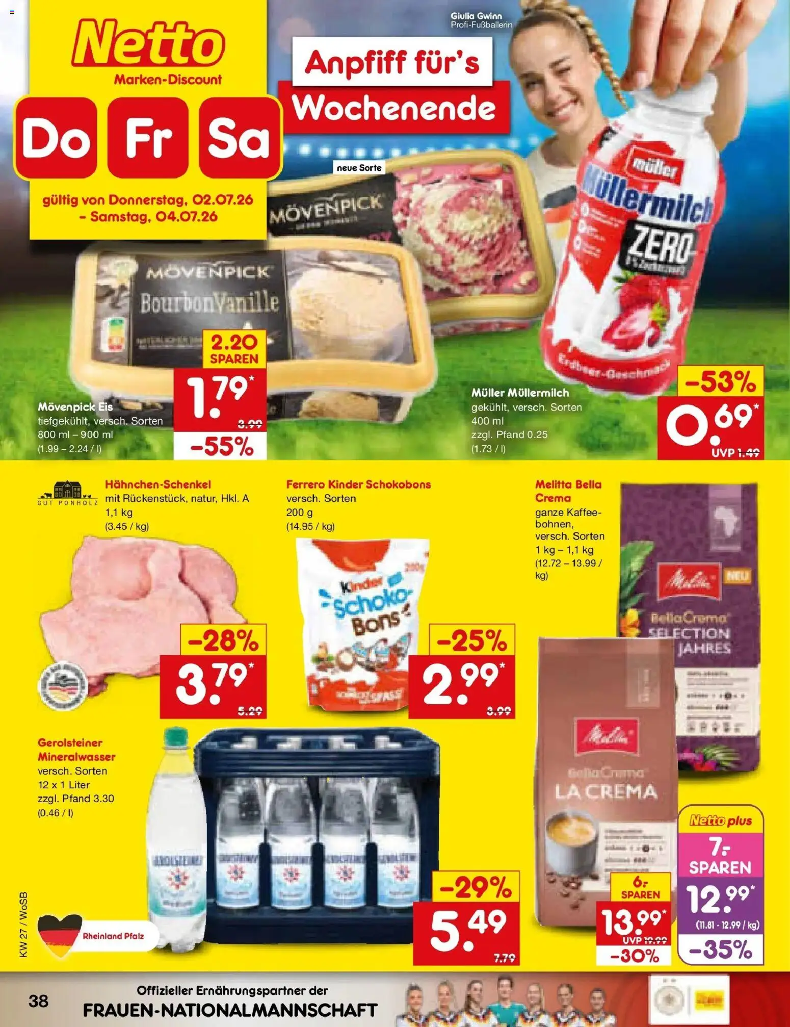 Netto Marken-Discount Prospekt Mannheim – gültig ab 29.06.2026 | Seite: 56 | Produkte: Mineralwasser, Movenpick eis, Müllermilch, Muller mullermilch
