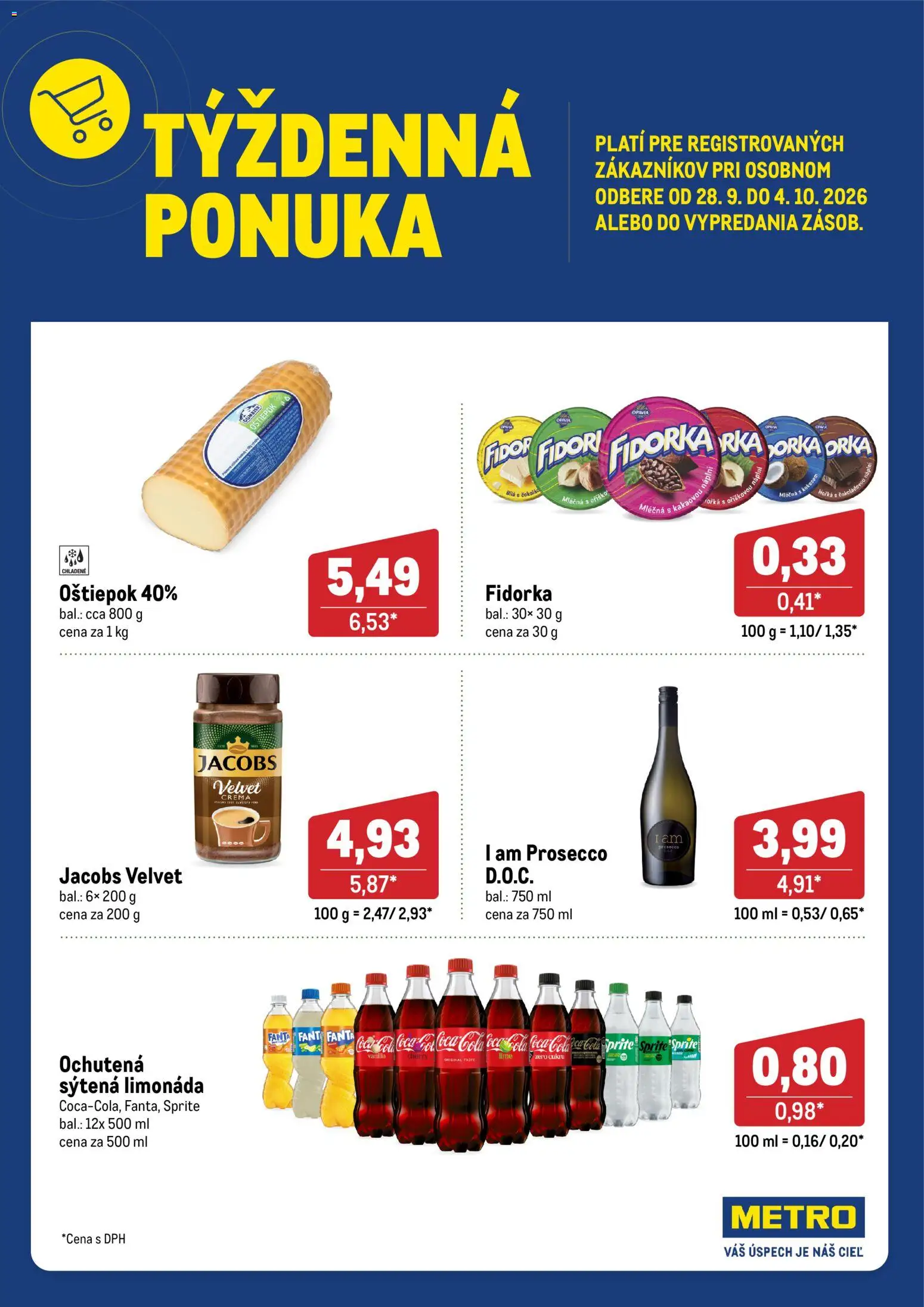 Nové Metro akcie – leták je platný od 28.09.2026 | Strana: 1 | Produkty: Prosecco, Fanta, Coca cola, Limonáda