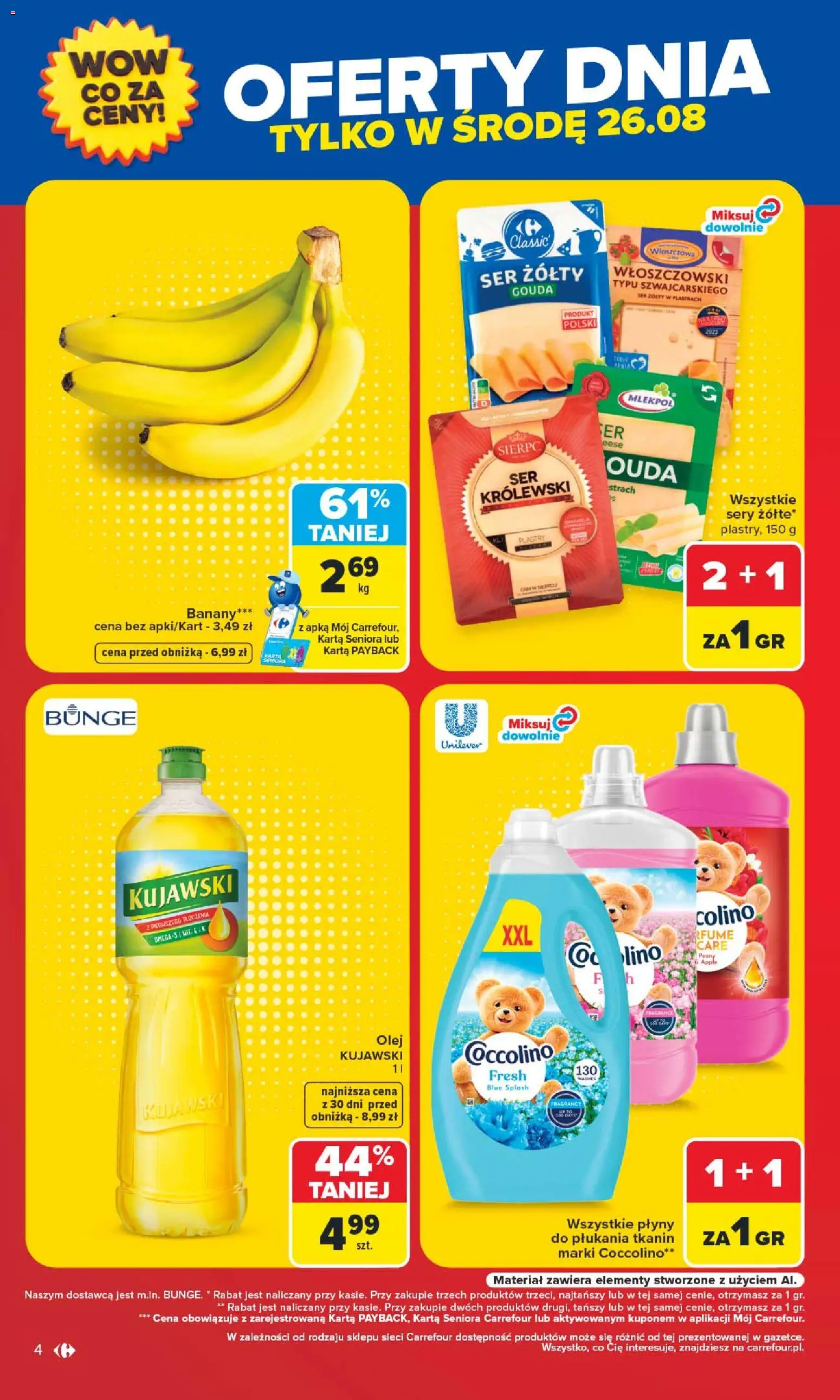 Carrefour gazetka - Warszawa od 24.08.2026 | Strona: 4 | Produkty: Karta, Sery, Ser, Banany