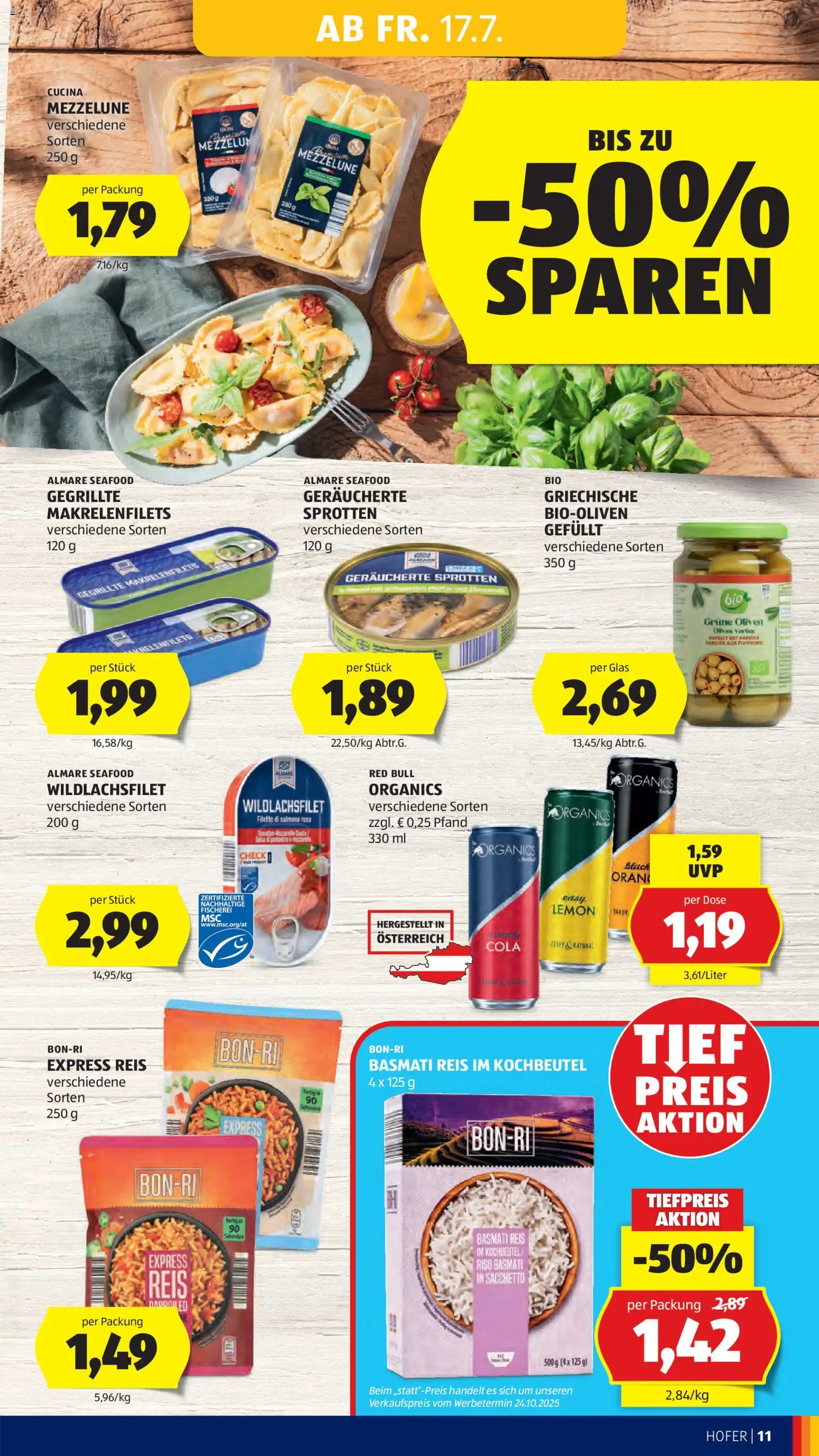 Hofer Flugblatt gültig ab 17.07.2026 | Seite: 15 | Produkte: Pasta, Reis
