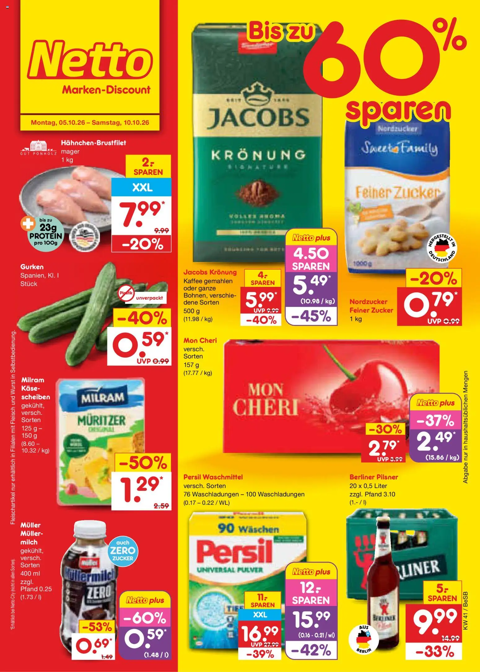 Netto Marken-Discount Prospekt – gültig ab 05.10.2026 | Seite: 1 | Produkte: Kaffee, Zucker, Gurken, Persil