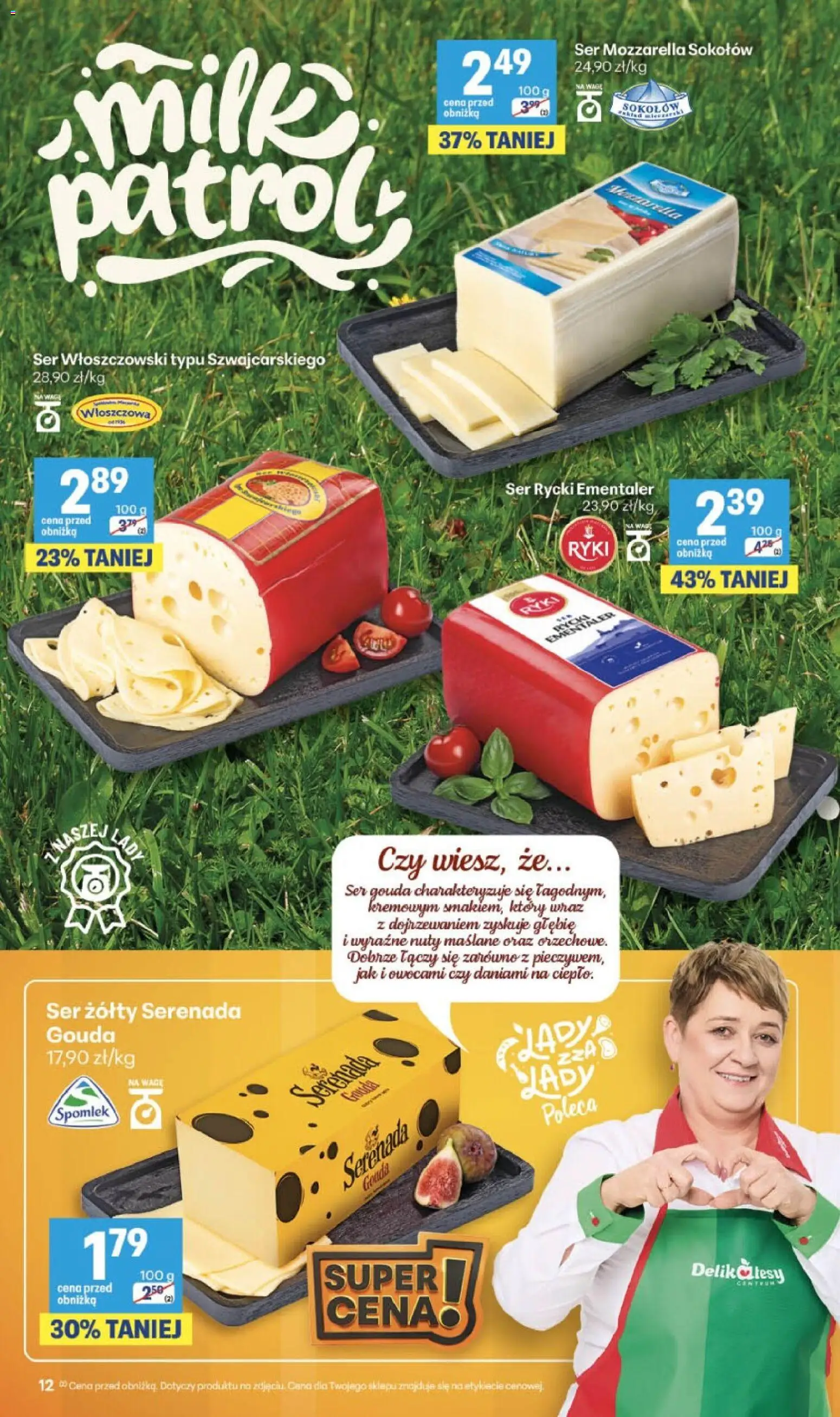 Delikatesy Centrum gazetka od 03.09.2026 | Strona: 12 | Produkty: Ser żółty, Ser, Mozzarella, Ser gouda