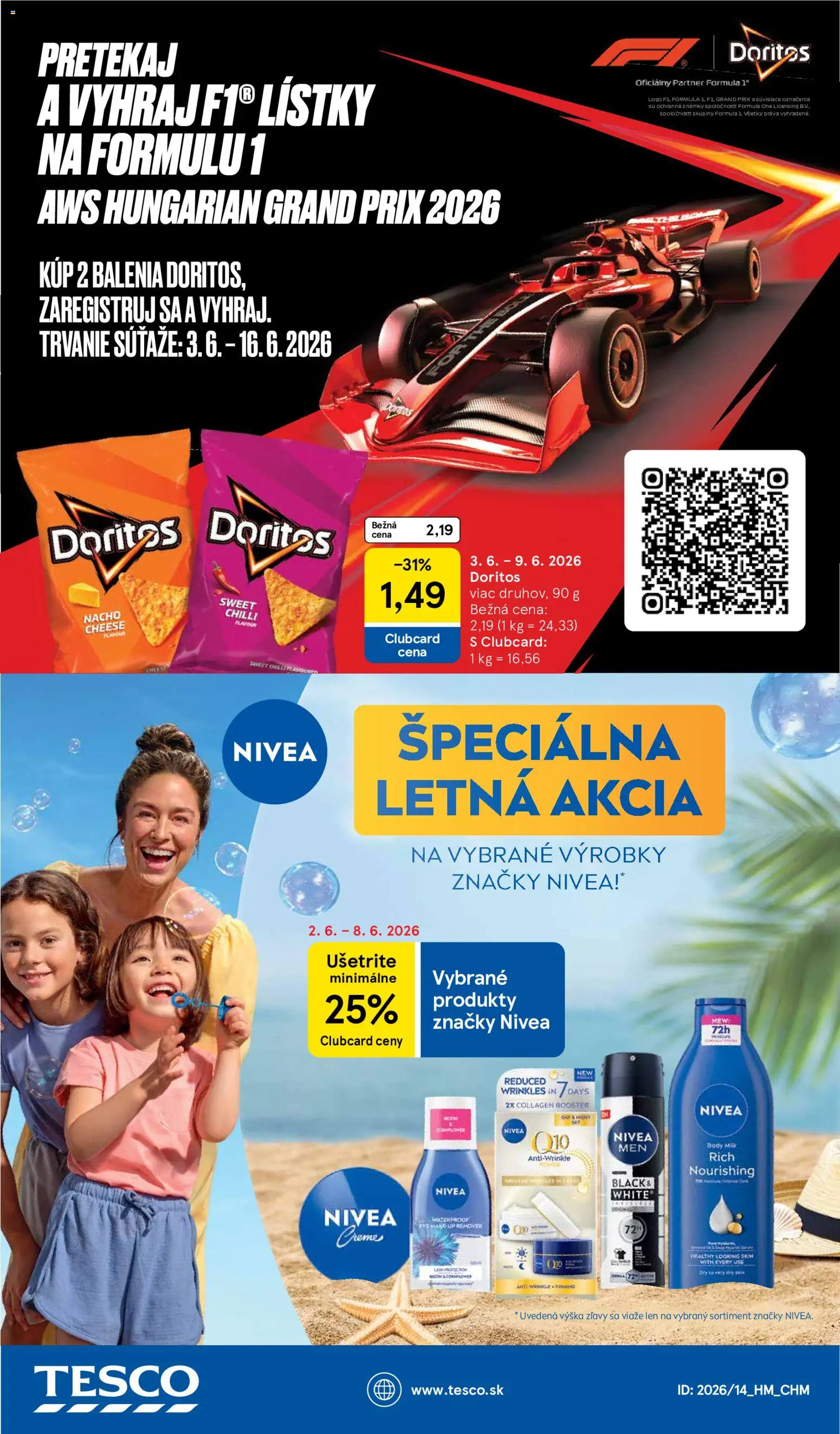Nové Tesco akcie – leták je platný od 03.06.2026 | Strana: 52 | Produkty: Nivea, Tortilla, Chilli, Tortilla chips