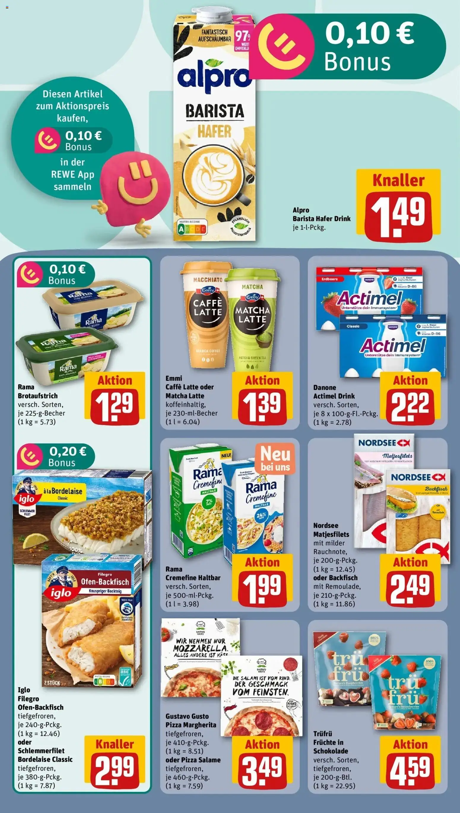 REWE Prospekt ab 14.09.2026 zum Blättern » Angebote | Seite: 8 | Produkte: Actimel, Rama, Schokolade, Salami