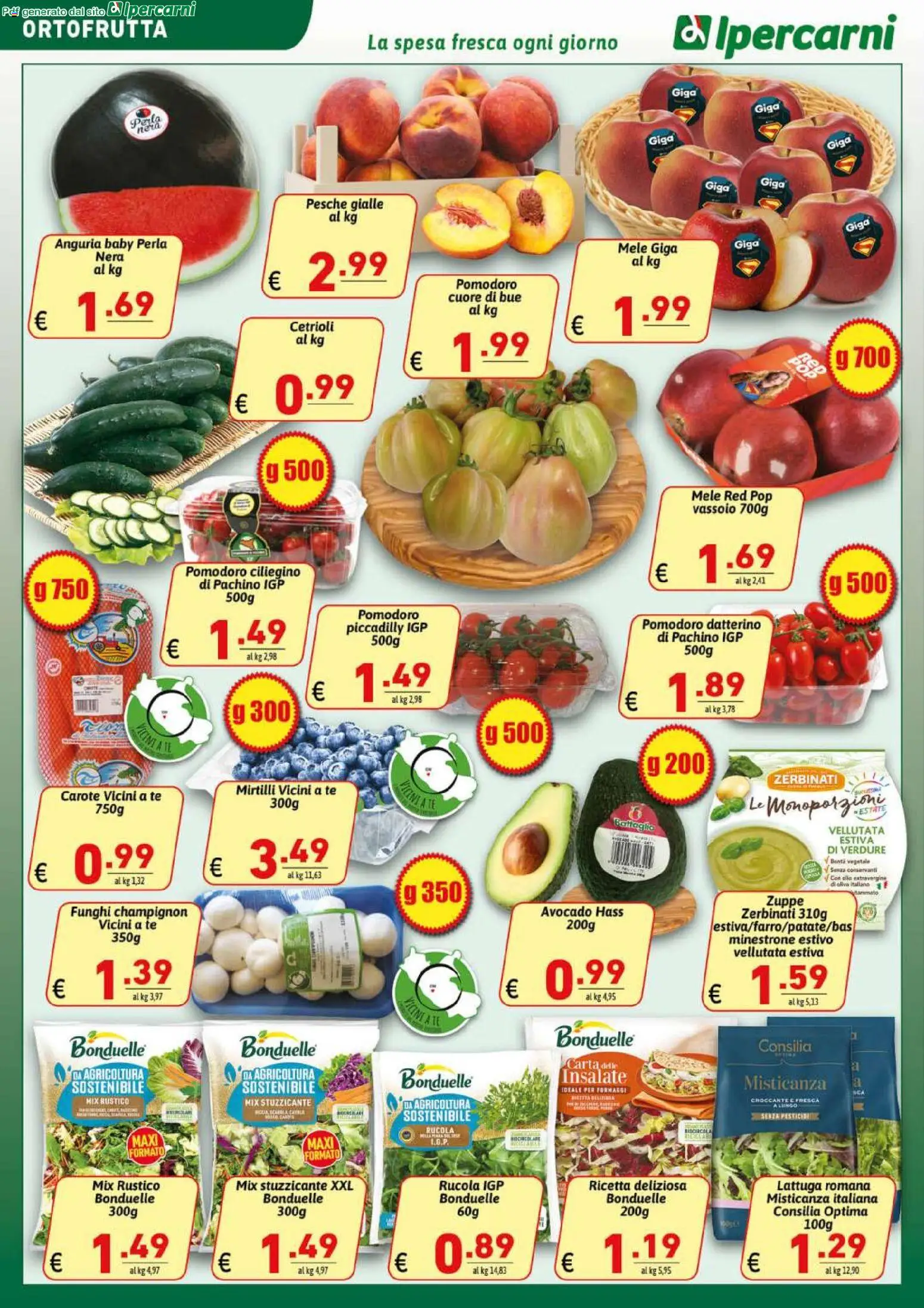 Volantino Ipercarni del 10.06.2026 | Pagina: 10 | Prodotti: Minestrone, Tè, Carote, Lattuga