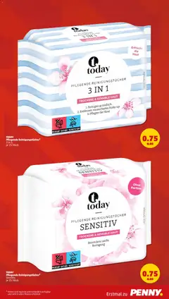 TODAY, Pflegende Reinigungstücher, 3 IN 1, TODAY Pflegende Reinigungstücher 3 IN 1 TROCKENE & SENSIBLE HAUT ab 03.08.2026 gültig | Seite: 3 | Produkte: Parfüm, Reinigungstücher