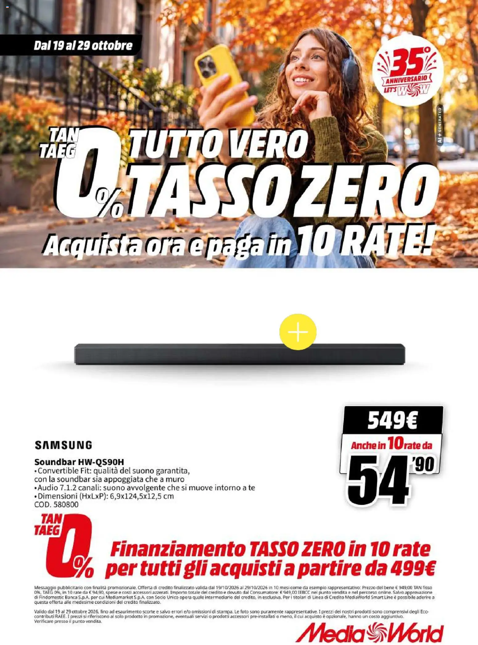 Volantino Media World del 19/10/2026 | Pagina: 46 | Prodotti: Tè, Soundbar, Samsung