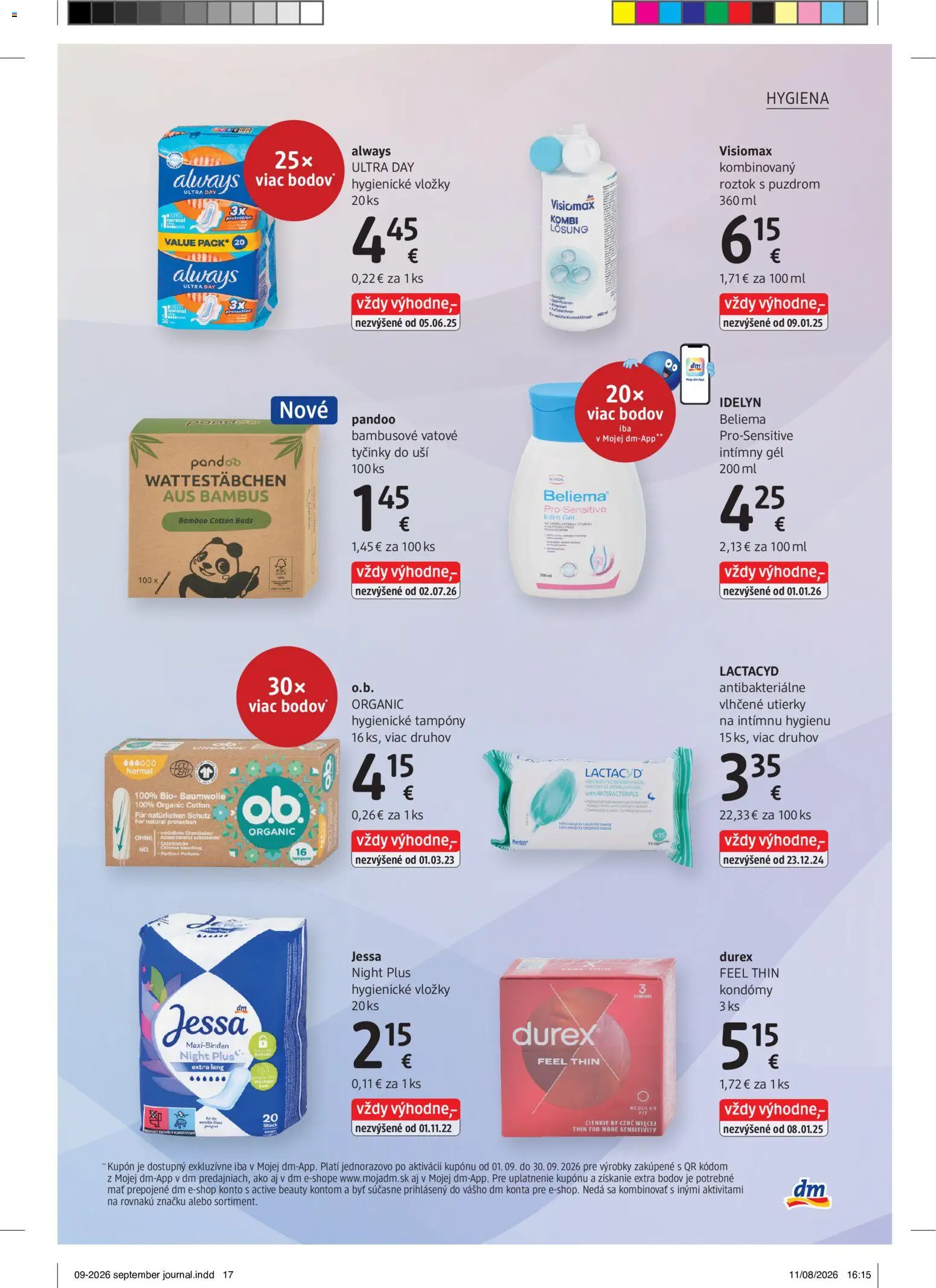 Nové dm drogerie akcie – leták je platný od 01.09.2026 | Strana: 17 | Produkty: Utierky, Lactacyd