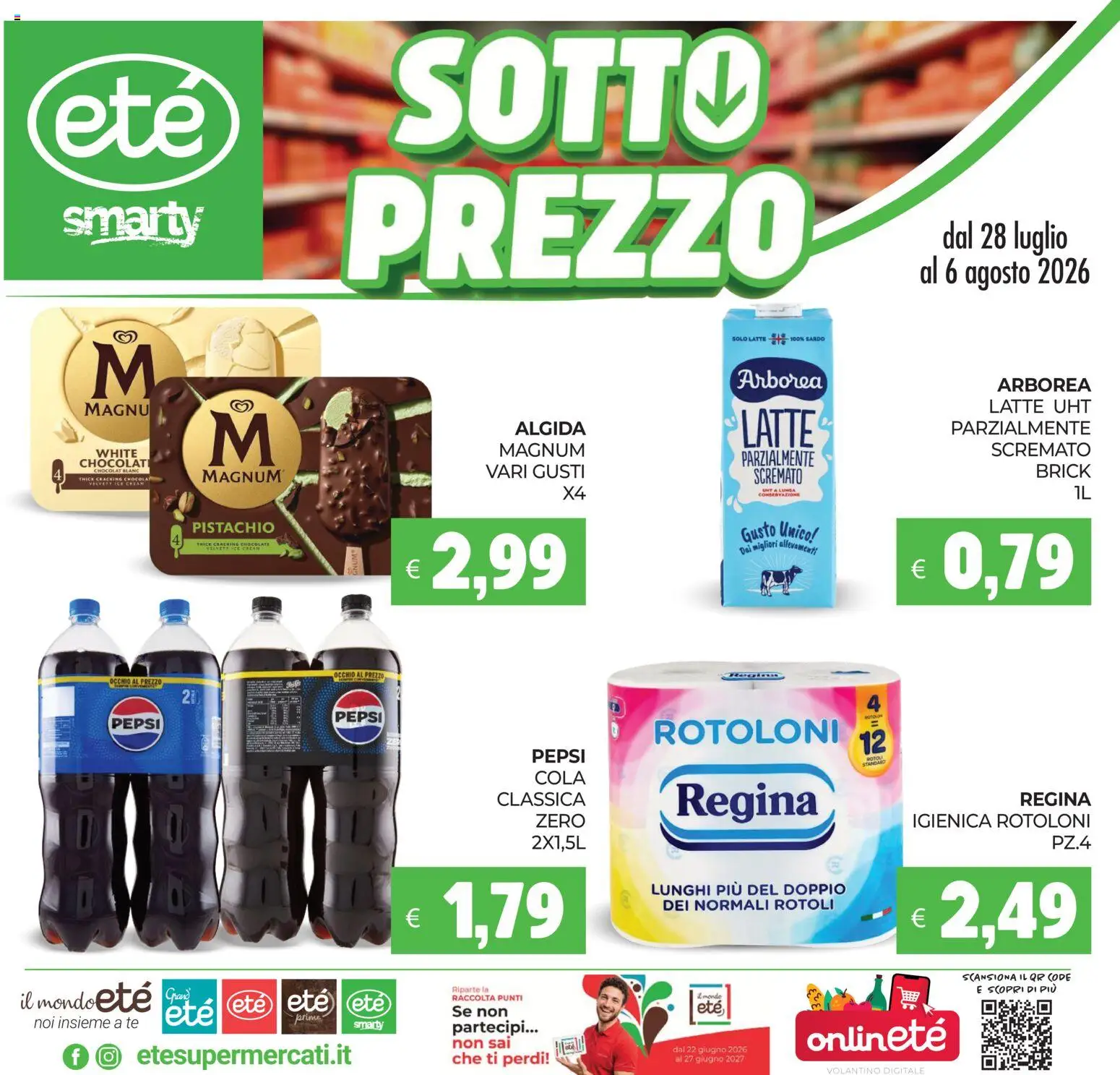 Volantino Eté del 28/07/2026 | Pagina: 1 | Prodotti: Tè, Latte, Pepsi