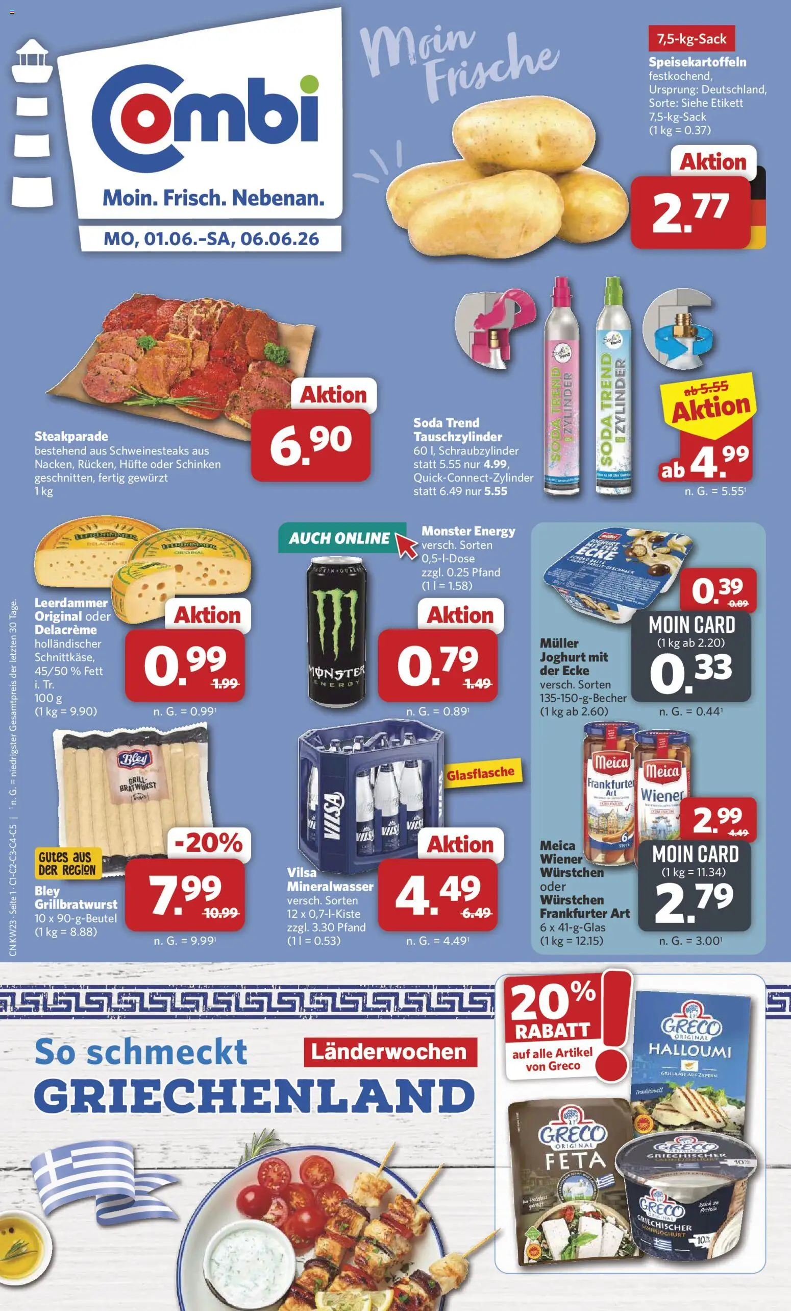 Combi Prospekt – gültig ab 01.06.2026 | Seite: 1 | Produkte: Grill, Joghurt, Bratwurst, Meica