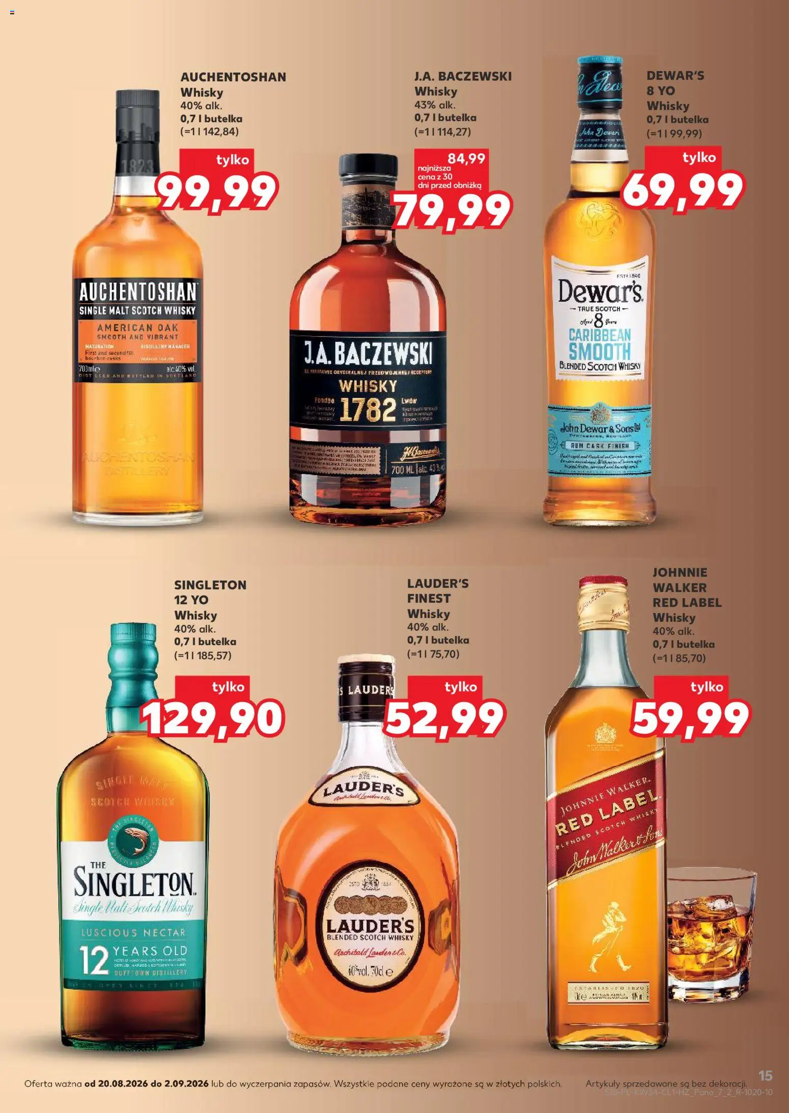 Kaufland Polsko leták - Barek od 20.08.2026 | Strana: 15 | Produkty: Finish, Rum, Finest, Whisky