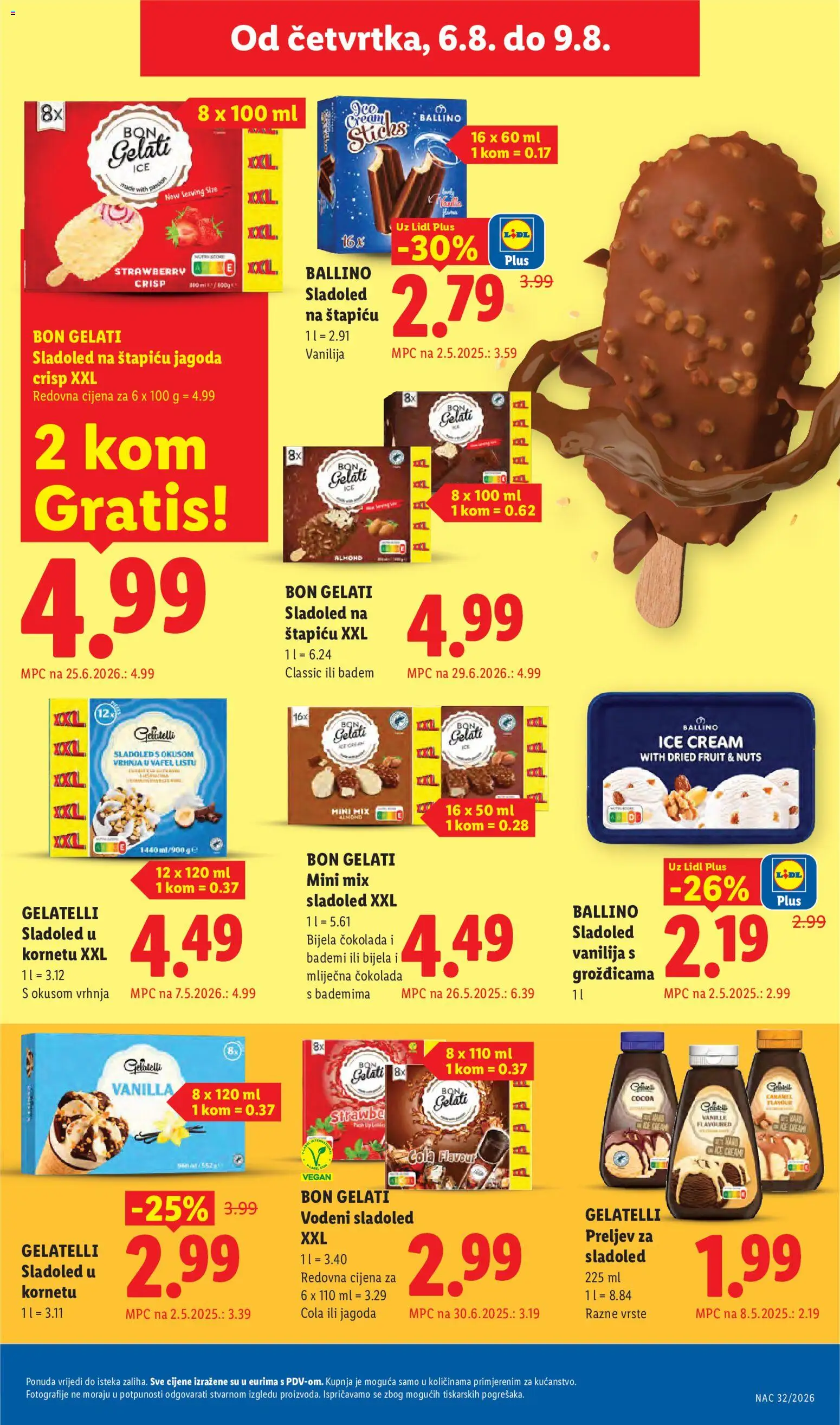 Lidl katalog | vrijedi od 03.08.2026 | Stranica: 61 | Proizvodi: Bijela čokolada, Čokolada, Sladoled, Mlijecna čokolada