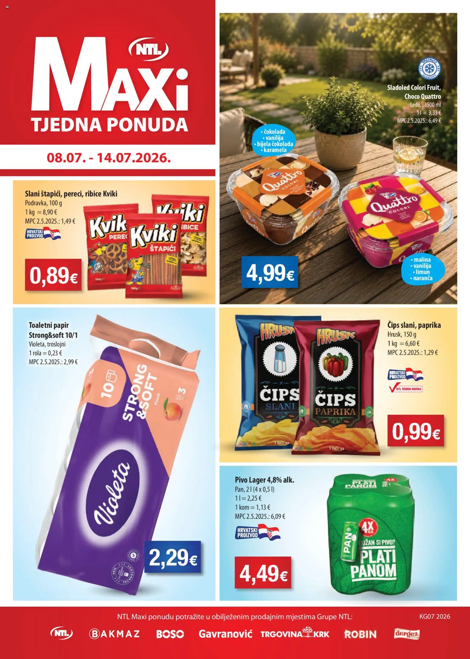 NTL katalog | vrijedi od 08.07.2026 | Stranica: 1 | Proizvodi: Čokolada, Pivo, Paprika, Toaletni papir