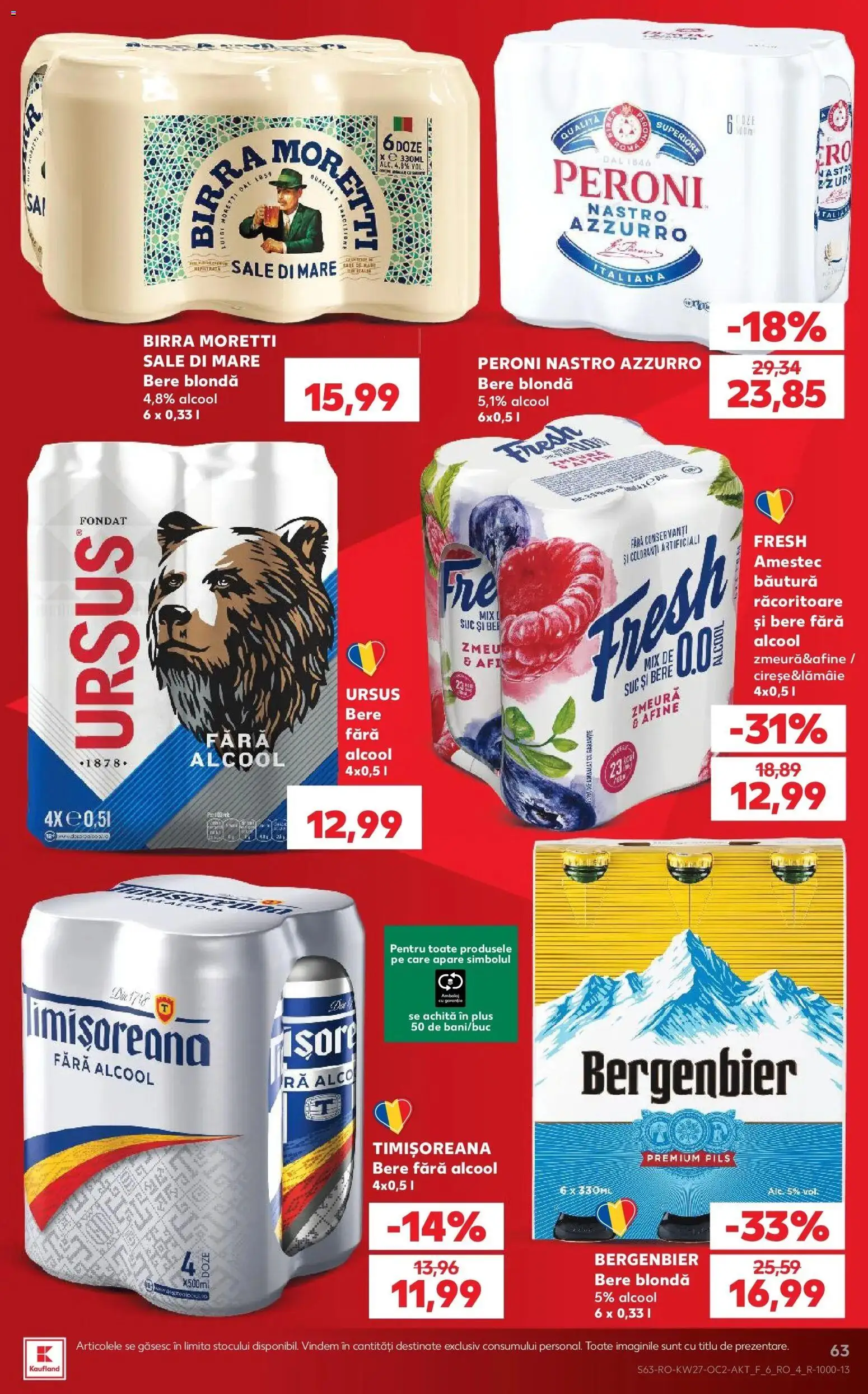 Noul catalog Kaufland – valabil de la 01.07.2026 | Pagină: 63 | Produse: Zmeură, Suc, Bere, Plastik Kulübe