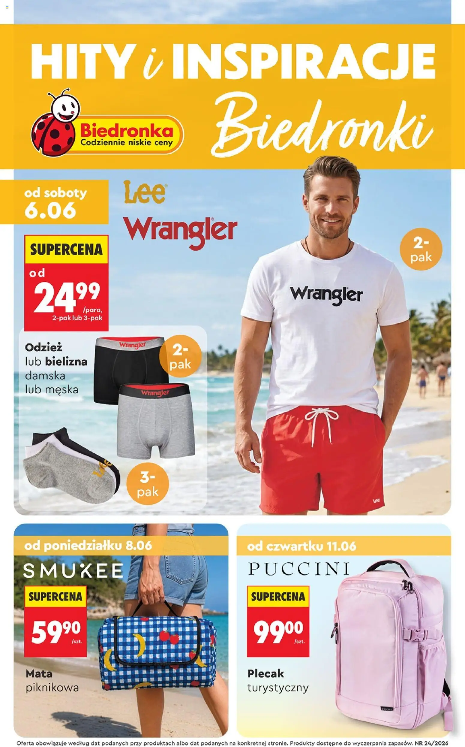 Biedronka gazetka - Hity i inspiracje od 06.06.2026 | Strona: 1 | Produkty: Spodenki, Bielizna, Skarpety, Plecak