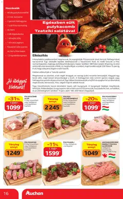 Auchan akciós újság - amely érvényes a következő dátumtól: 2026.10.08. | Oldal: 16 | Termékek: Pulykaszárny, Sült, Joghurt, Pulykacomb