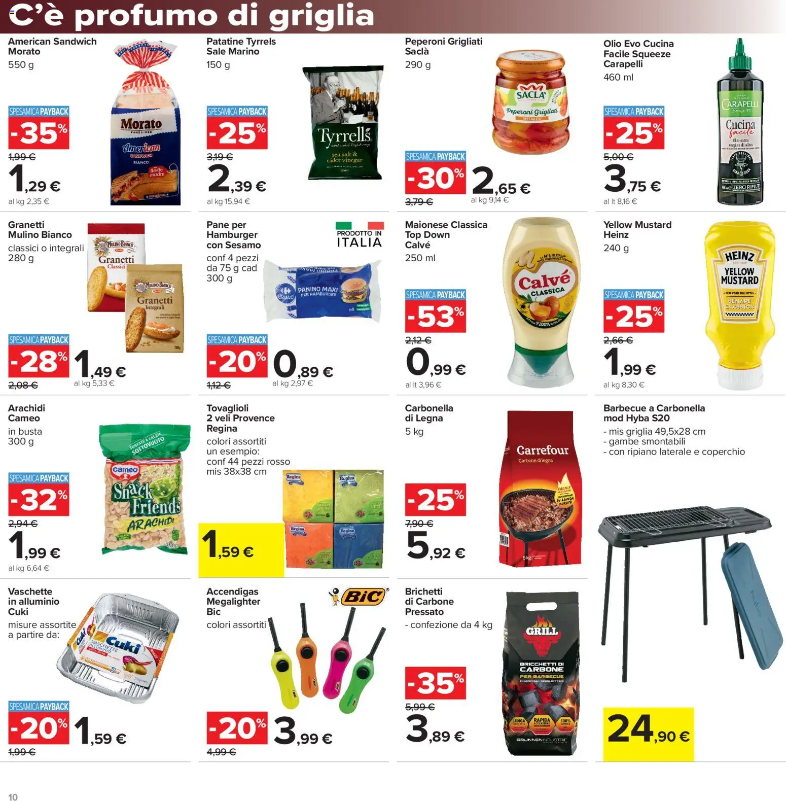 Volantino Carrefour del 06/08/2026 | Pagina: 10 | Prodotti: Patatine, Barbecue, Hamburger, Profumo