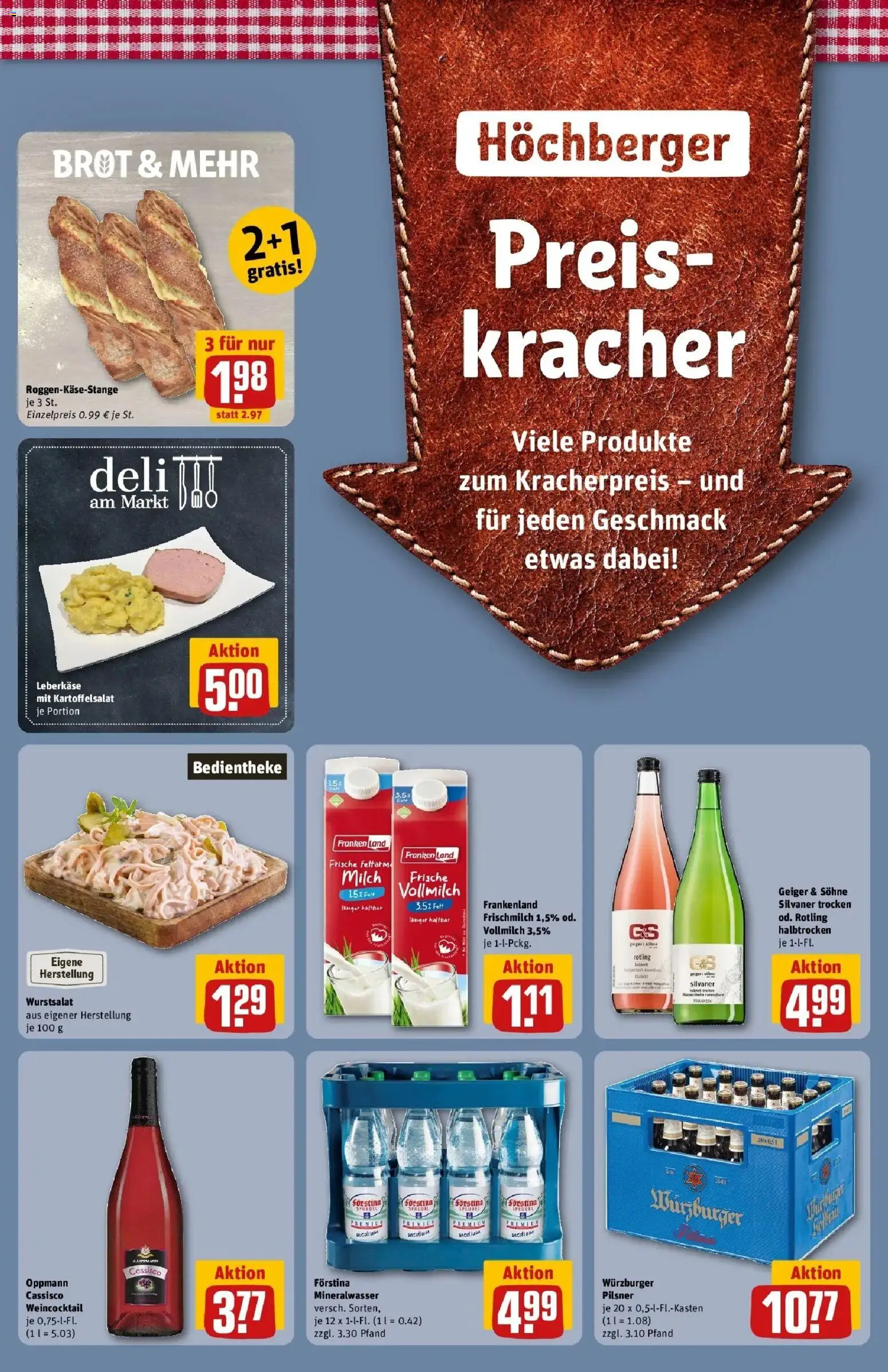 REWE Prospekt ab 21.09.2026 zum Blättern » Angebote | Seite: 39 | Produkte: Milch, Mineralwasser, Brot, Leberkase