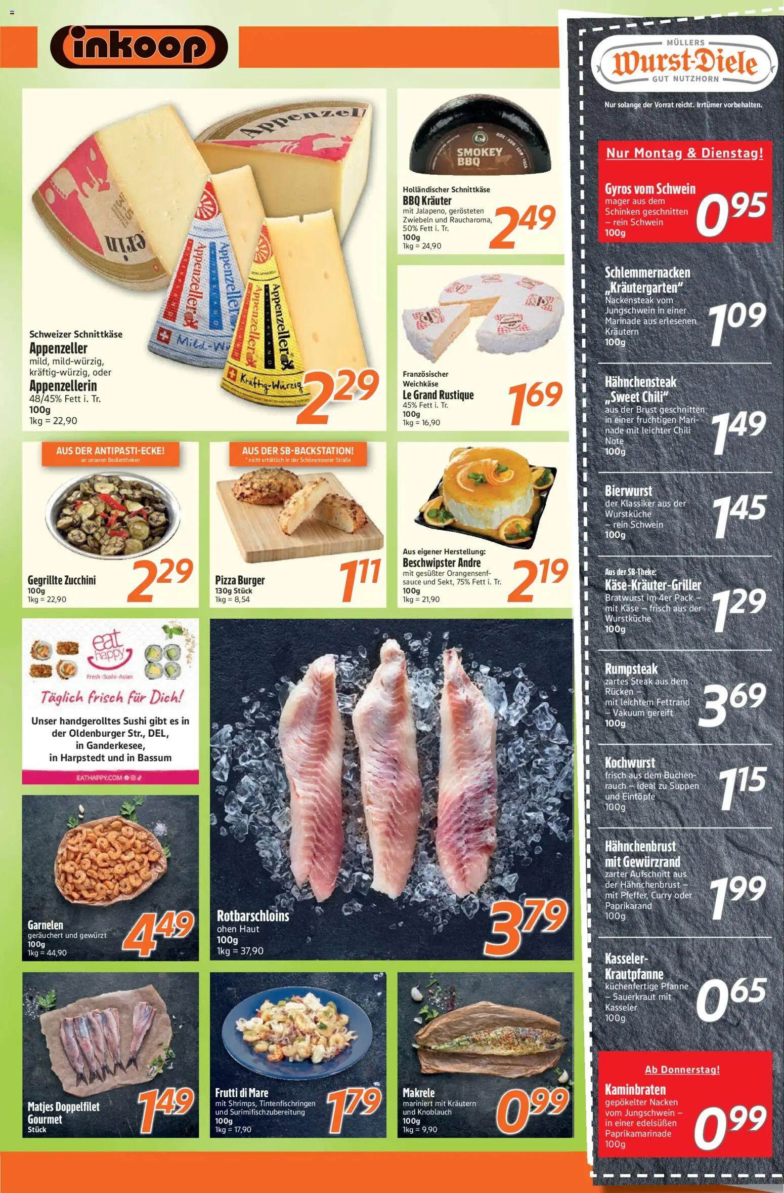 Inkoop Prospekt – gültig ab 31.08.2026 | Seite: 3 | Produkte: Bratwurst, Burger, Garnelen, Makrele