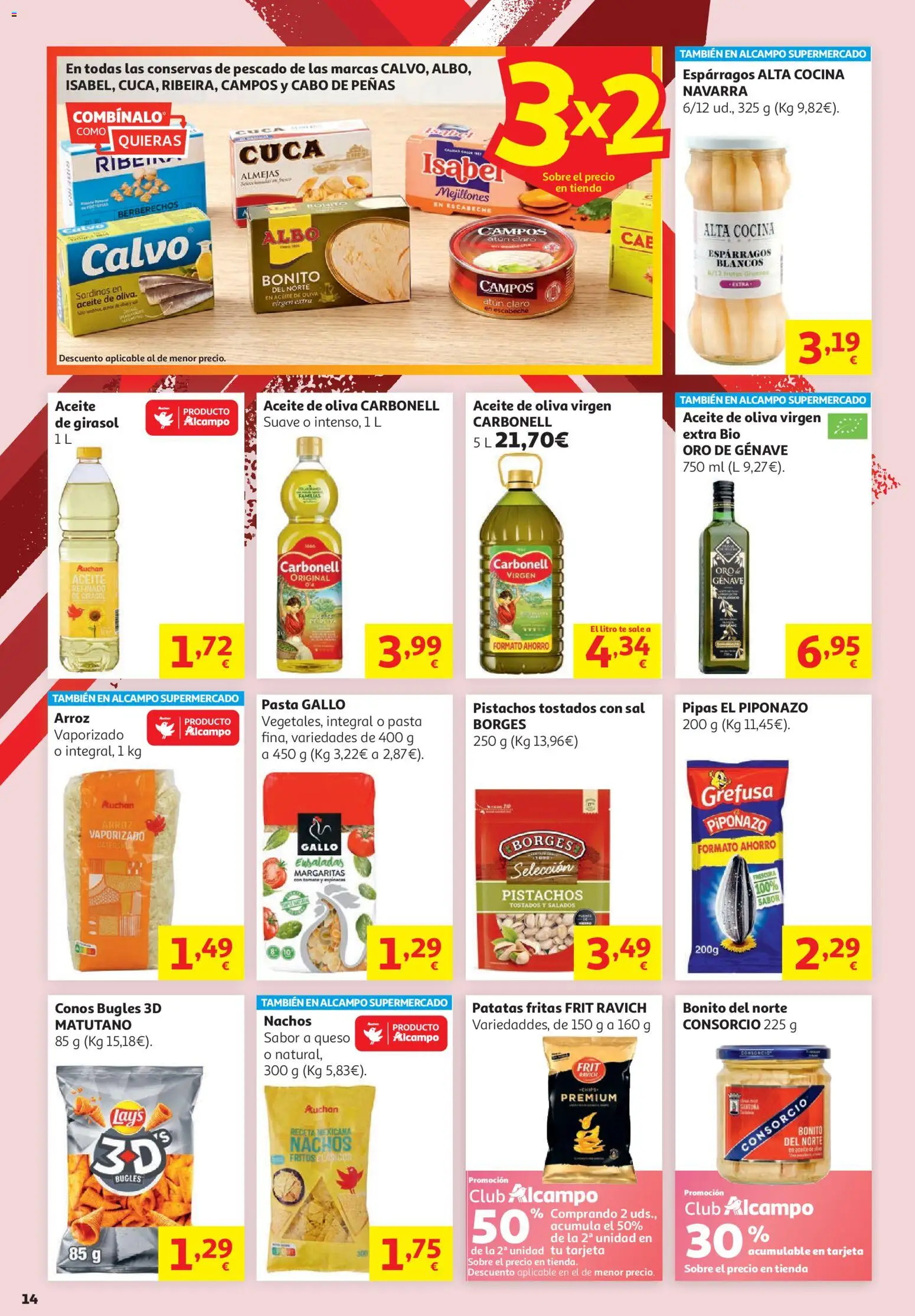 Alcampo -  HP Unico │ válido desde el 16.06.2026 | Página: 14 | Productos: Καλτσάκια μισά, Queso, Aceite de oliva, Atún claro