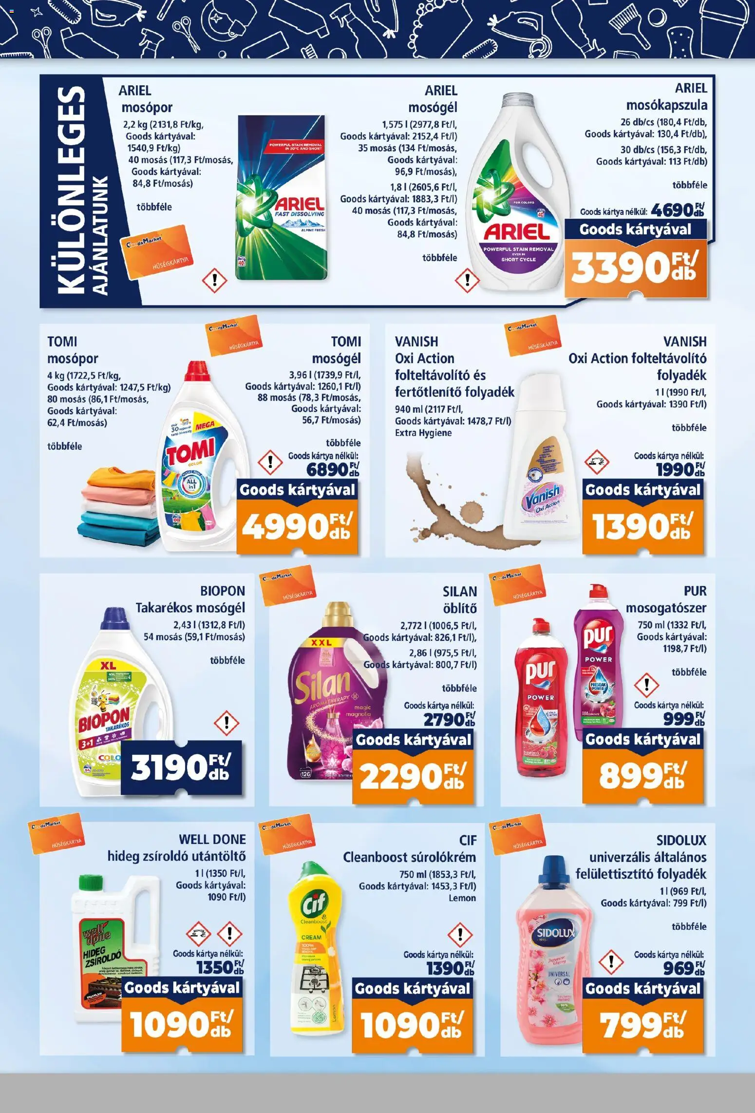 Goods Market akciós ujság - amely érvényes a következő dátumtól: 2026.09.17. | Oldal: 2 | Termékek: Utántöltő, Tartó, Folteltávolító, Mosópor