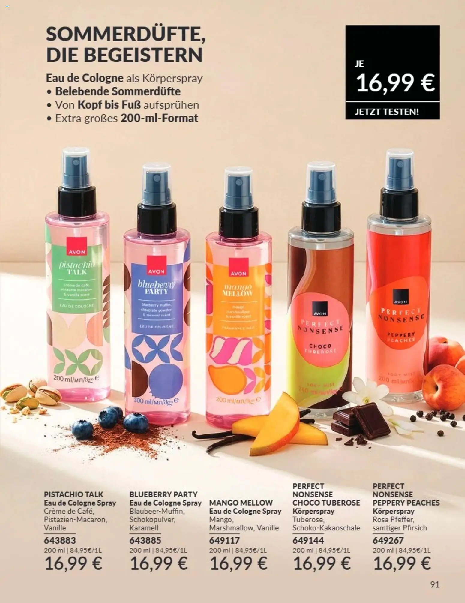 AVON Katalog August 2026 – gültig ab 08.08.2026 | Seite: 91 | Produkte: Creme, Mango, Pfirsich, Körperspray