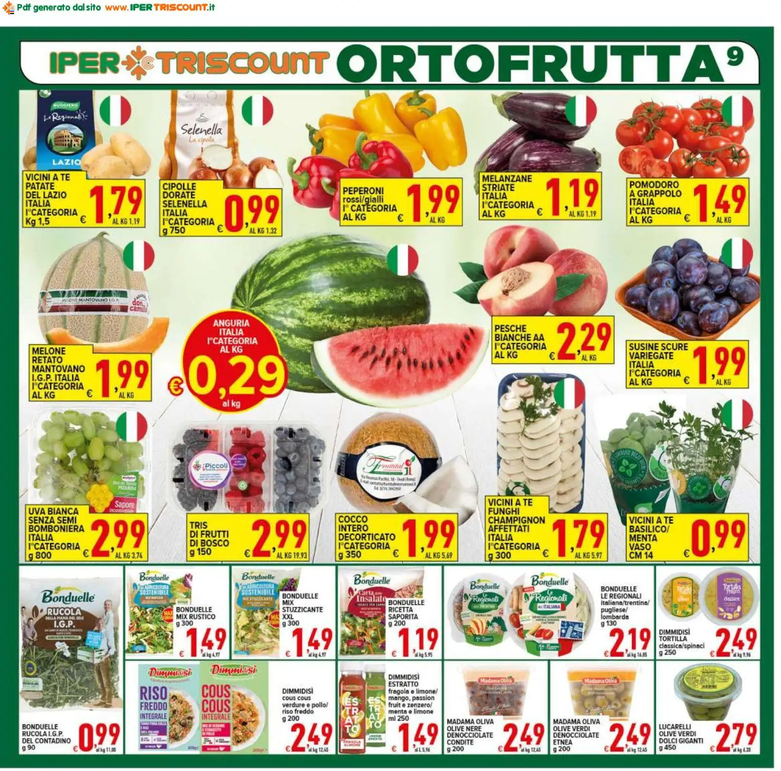 Volantino Ipertriscount del 12/08/2026 | Pagina: 9 | Prodotti: Frutti di bosco, Rucola, Funghi, Melone