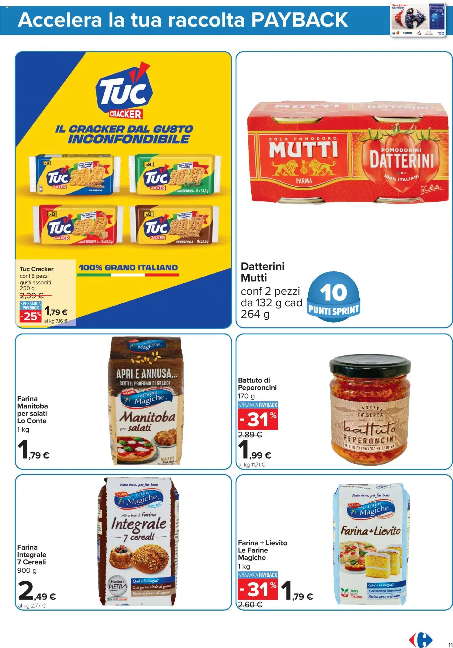 Volantino Carrefour del 23/10/2026 | Pagina: 13 | Prodotti: Pomodorini, Pizza, Farina, Cracker