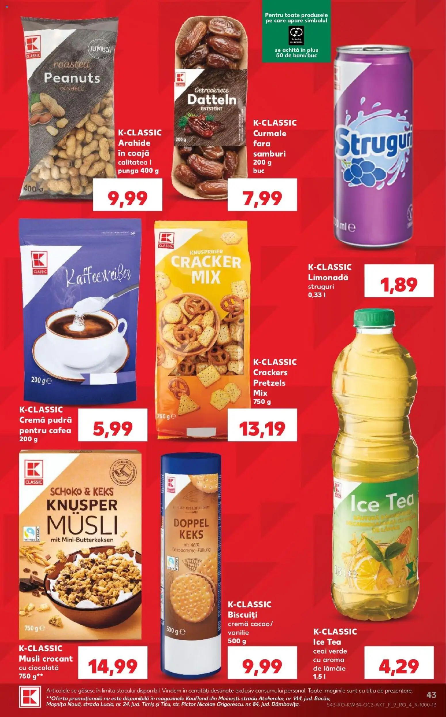 Noul catalog Kaufland – valabil de la 19.08.2026 | Pagină: 43 | Produse: Pudră, Ciocolată, Ceai, Biscuiți