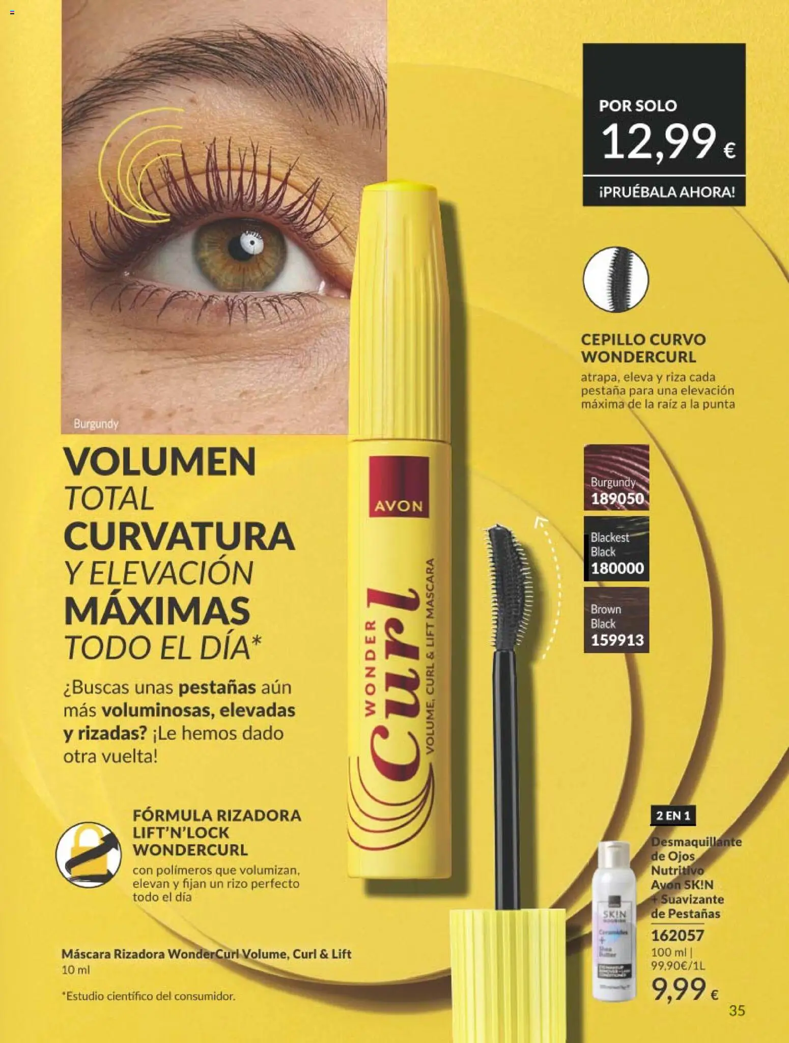 Catálogo AVON campaña 8 │ válido desde el 01/08/2026 | Página: 35 | Productos: Cepillo, Máscara, Desmaquillante de ojos, Suavizante
