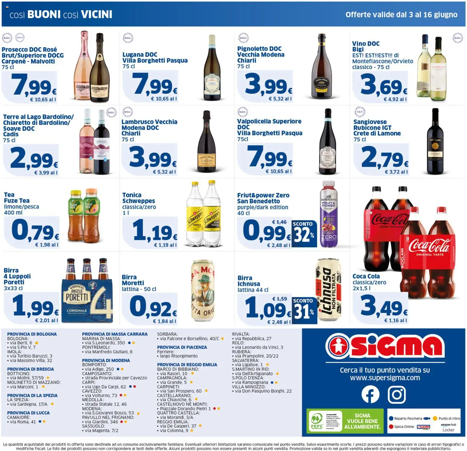 Volantino SIGMA del 03.06.2026 | Pagina: 12 | Prodotti: Birra, Prosecco, Birra Moretti, Coca Cola