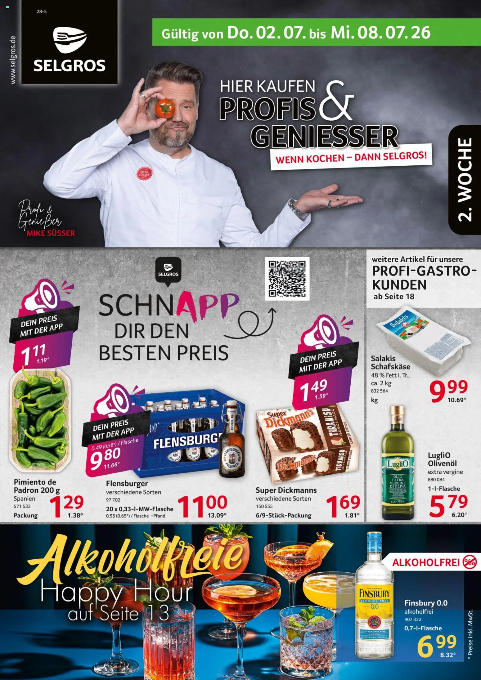 Selgros Prospekt – gültig ab 02.07.2026 | Seite: 1 | Produkte: Olivenol, Flensburger, Salakis, Schafskase