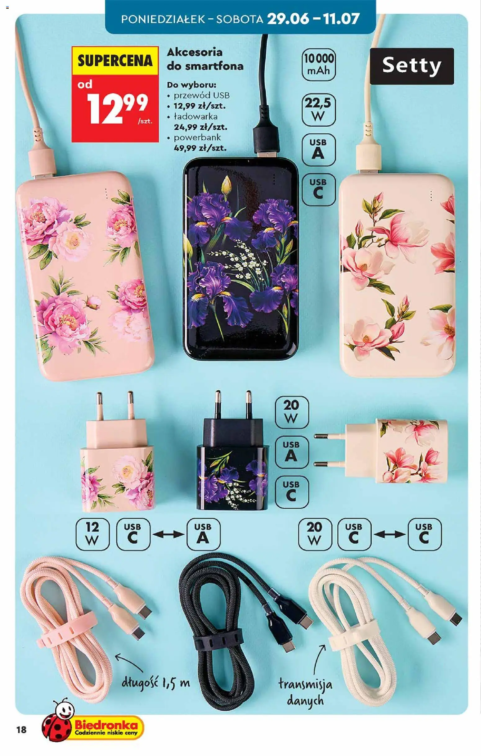 Biedronka gazetka - Hity i inspiracje od 27.06.2026 | Strona: 18 | Produkty: Ładowarka, USB, Powerbank