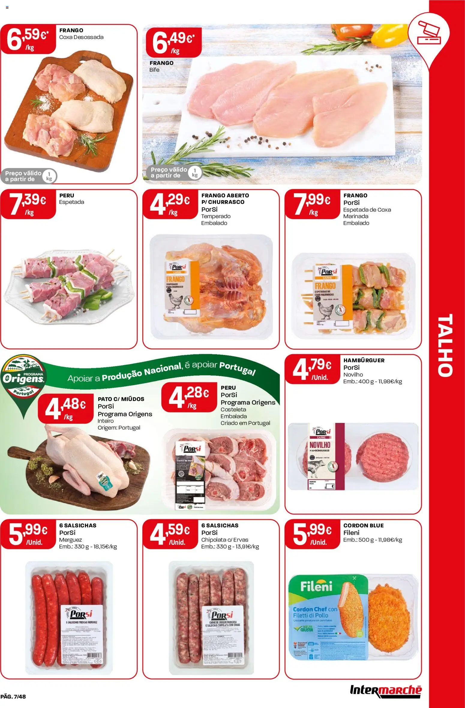 Intermarché folheto │ válido de 09/07/2026 | Página: 7 | Produtos: Frango, Peru, Hambúrguer, Carne