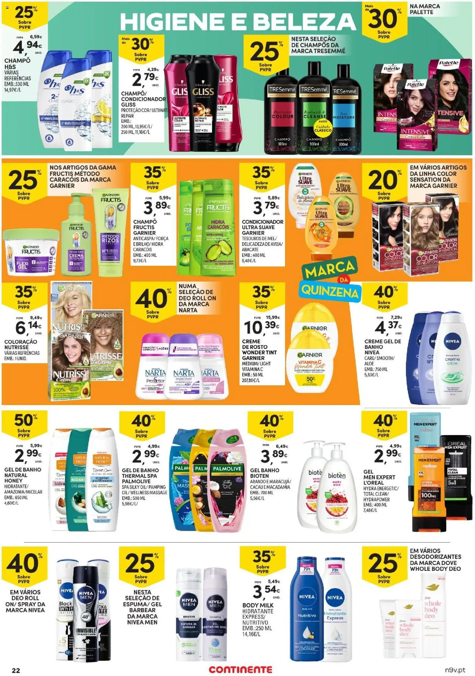 Continente - Açores Folheto Quinzenal │ válido de 23/07/2026 | Página: 22 | Produtos: Condicionador, Gel de banho, Vitamina c, Creme