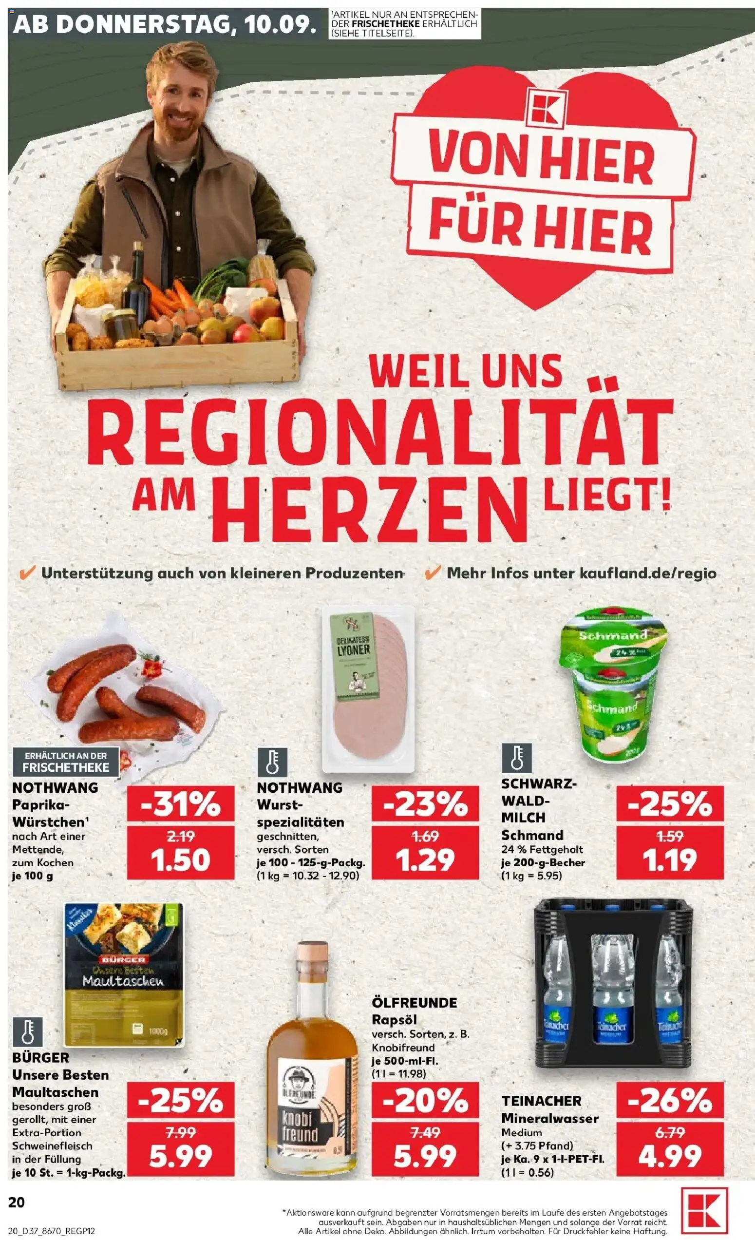 Prospekt Kaufland ab 10.09.2026 » Angebote Online zum Blättern | Seite: 20 | Produkte: Spezialitäten, Mineralwasser, Paprika, Schweinefleisch