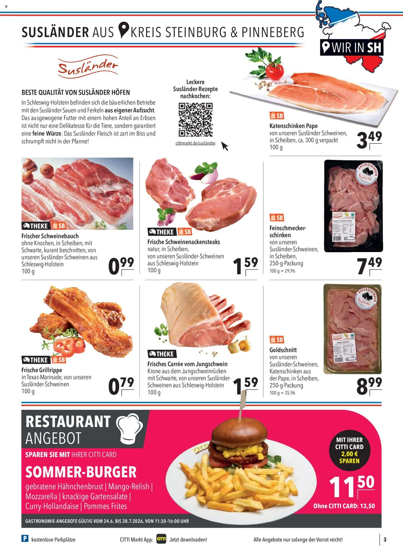 CITTI Markt Prospekt – gültig ab 24.06.2026 | Seite: 3 | Produkte: Schweinebauch, Pommes, Pommes frites, Fleisch