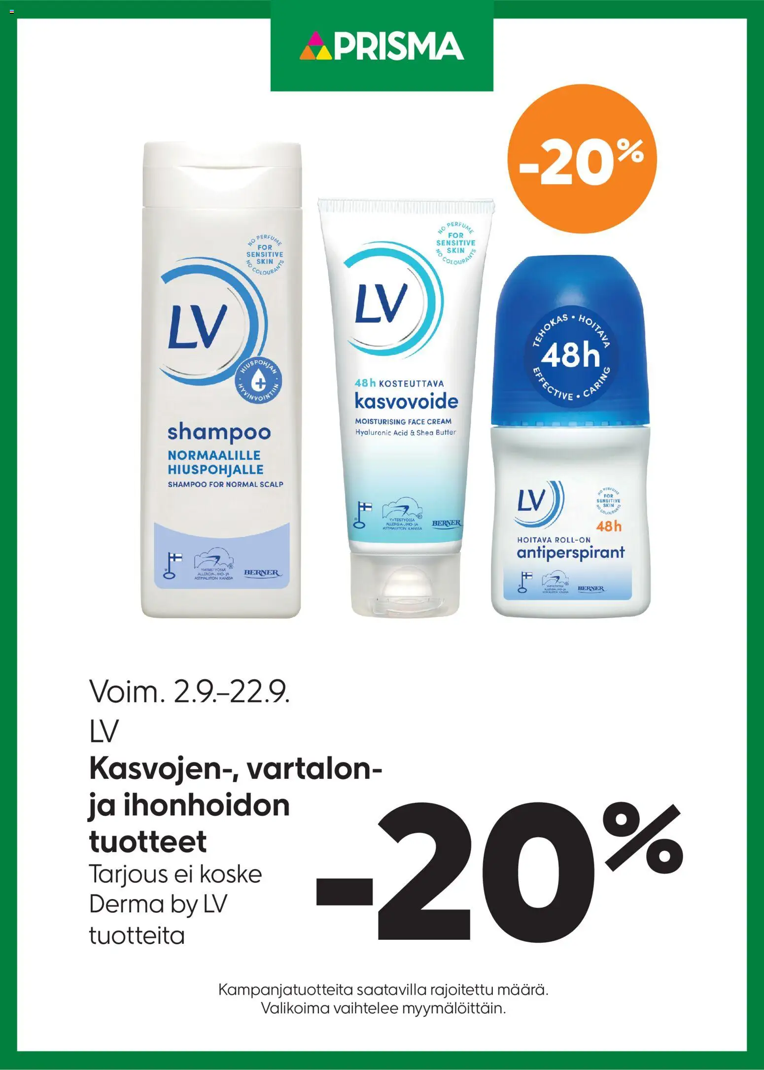 Prisma - Lv – voimassa 02/09/2026 alkaen | Sivu: 1 | Tuotteet: Shampoo, Kasvovoide