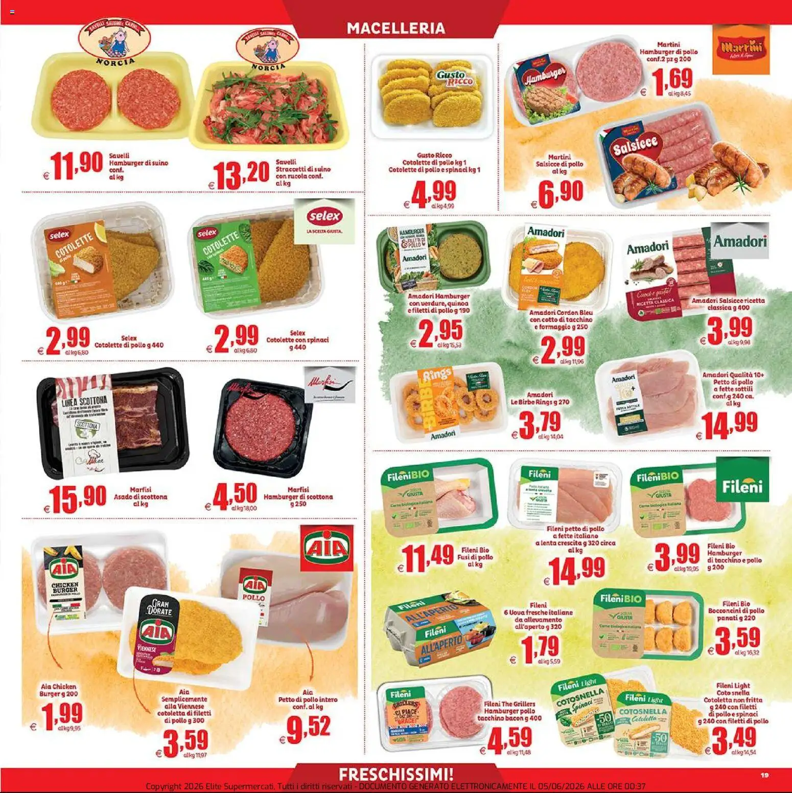 Volantino Elite Supermercati del 05.06.2026 | Pagina: 19 | Prodotti: Petto di Pollo, Pollo, Suino, Formaggio
