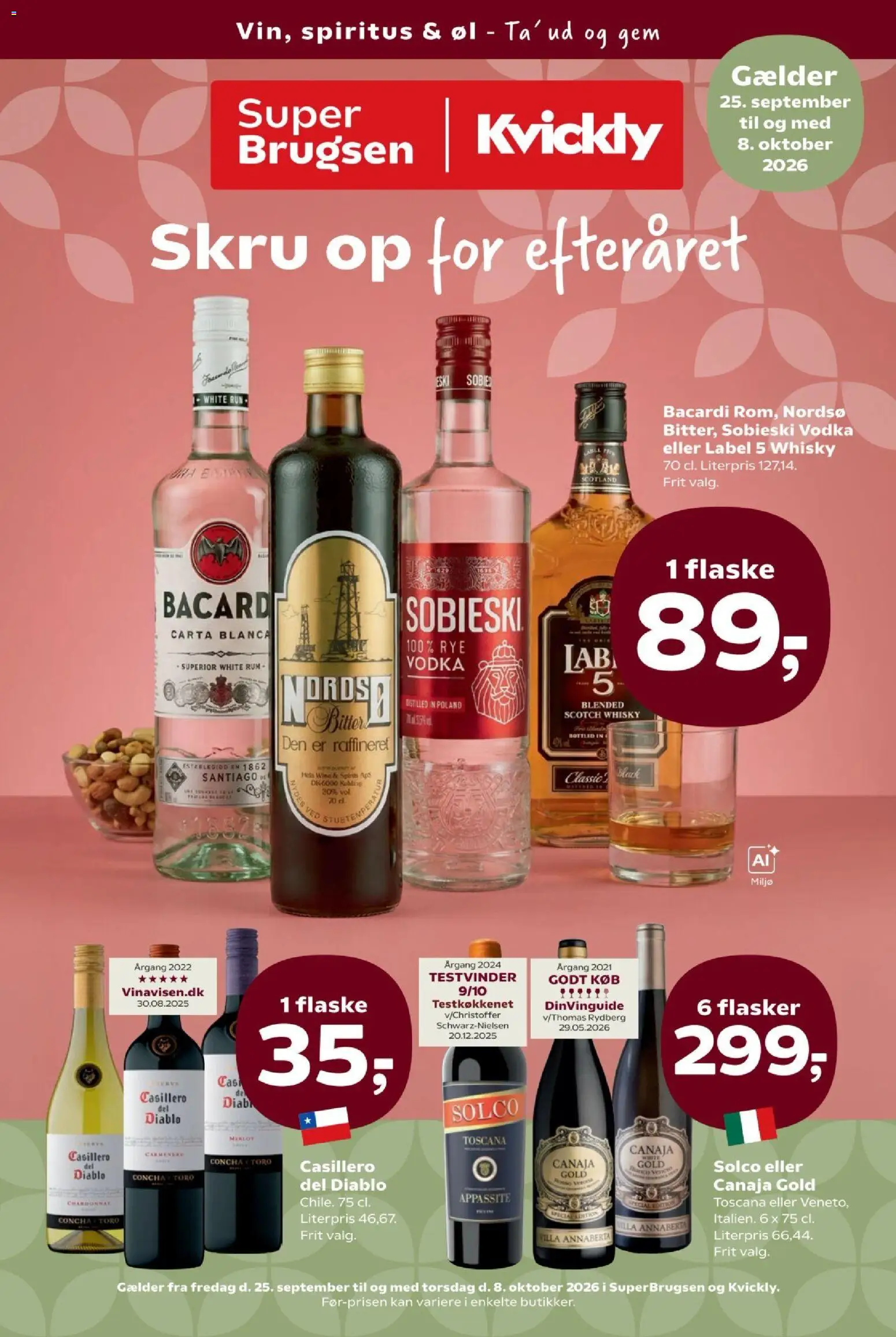 Super Brugsen tilbudsavis – gyldig fra 25/09/2026 | Side: 1 | Produkter: Øl, Vodka, Whisky