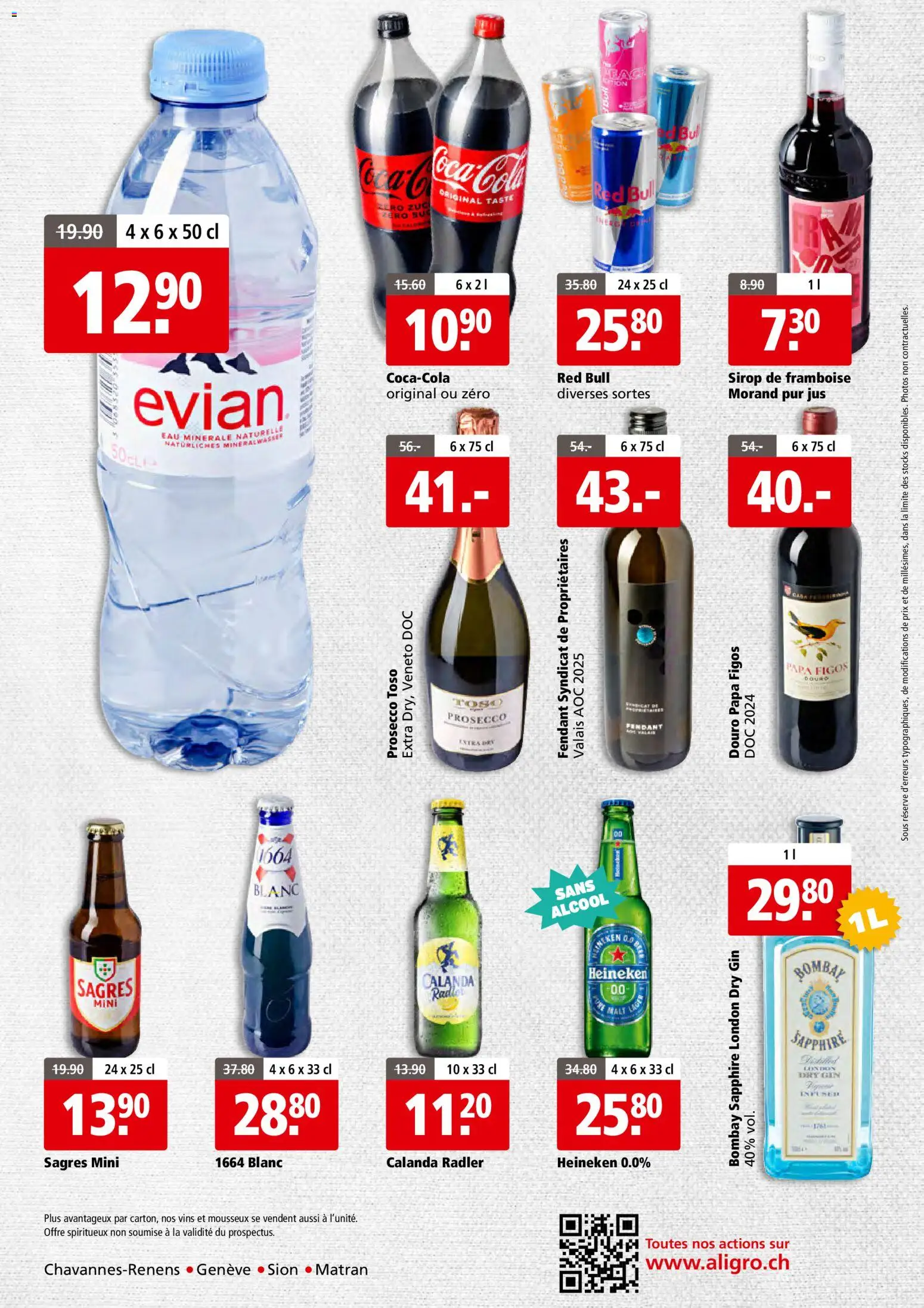 Aligro aktionen Business Chavannes, Matran, Genève, Sion – gültig ab 05.10.2026 | Seite: 4 | Produkte: Red bull, Mineralwasser, Prosecco, Gin