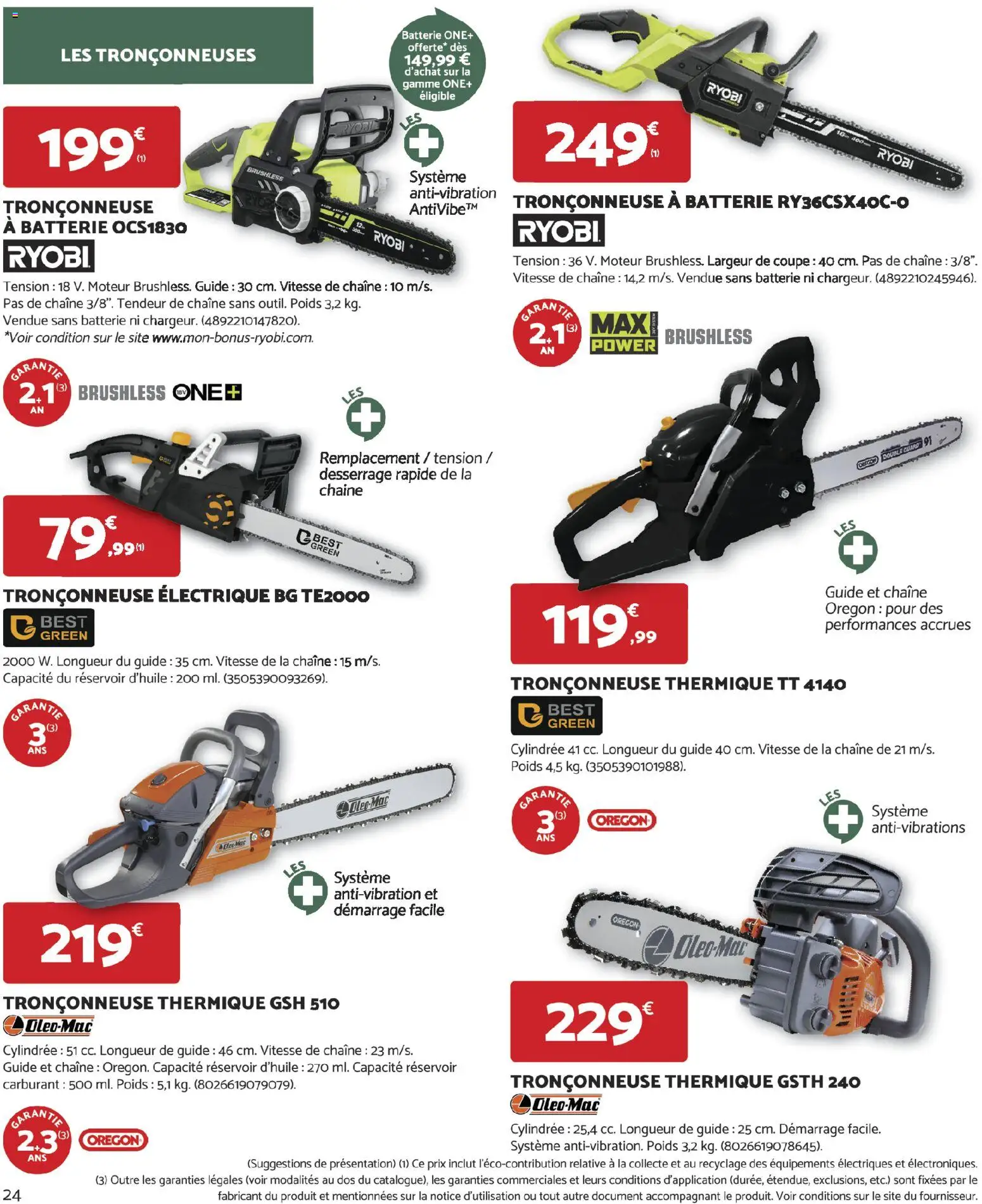 {H1} | Page: 24 | Produits: Poids, Tronçonneuse electrique, Ryobi, Batterie
