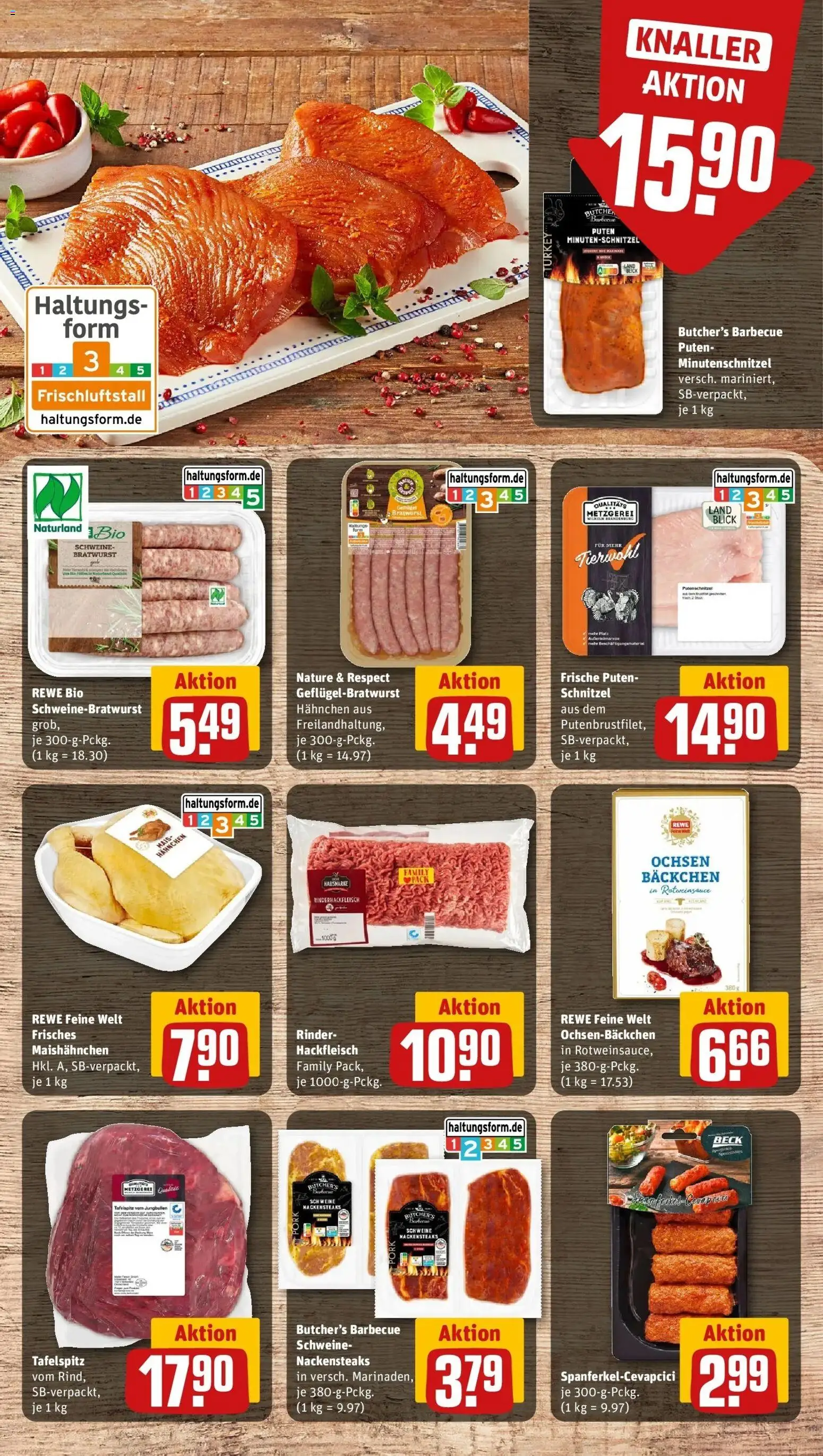 Rewe Prospekt Beverungen – gültig ab 13.07.2026 | Seite: 9 | Produkte: Hahnchen, Tür, Schnitzel, Hackfleisch