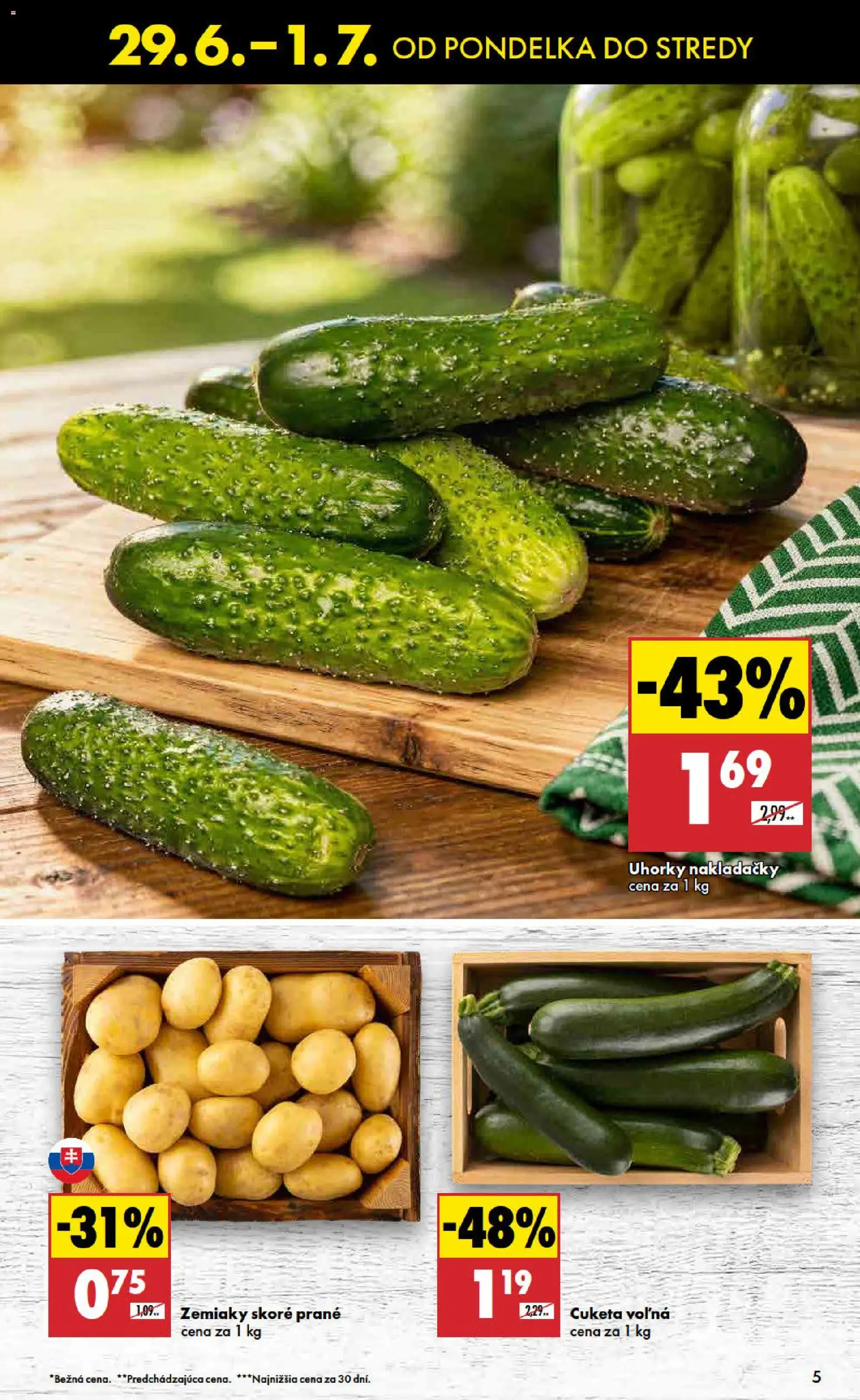 Nové Biedronka akcie – leták je platný od 29.06.2026 | Strana: 5 | Produkty: Zemiaky, Cuketa, Uhorky