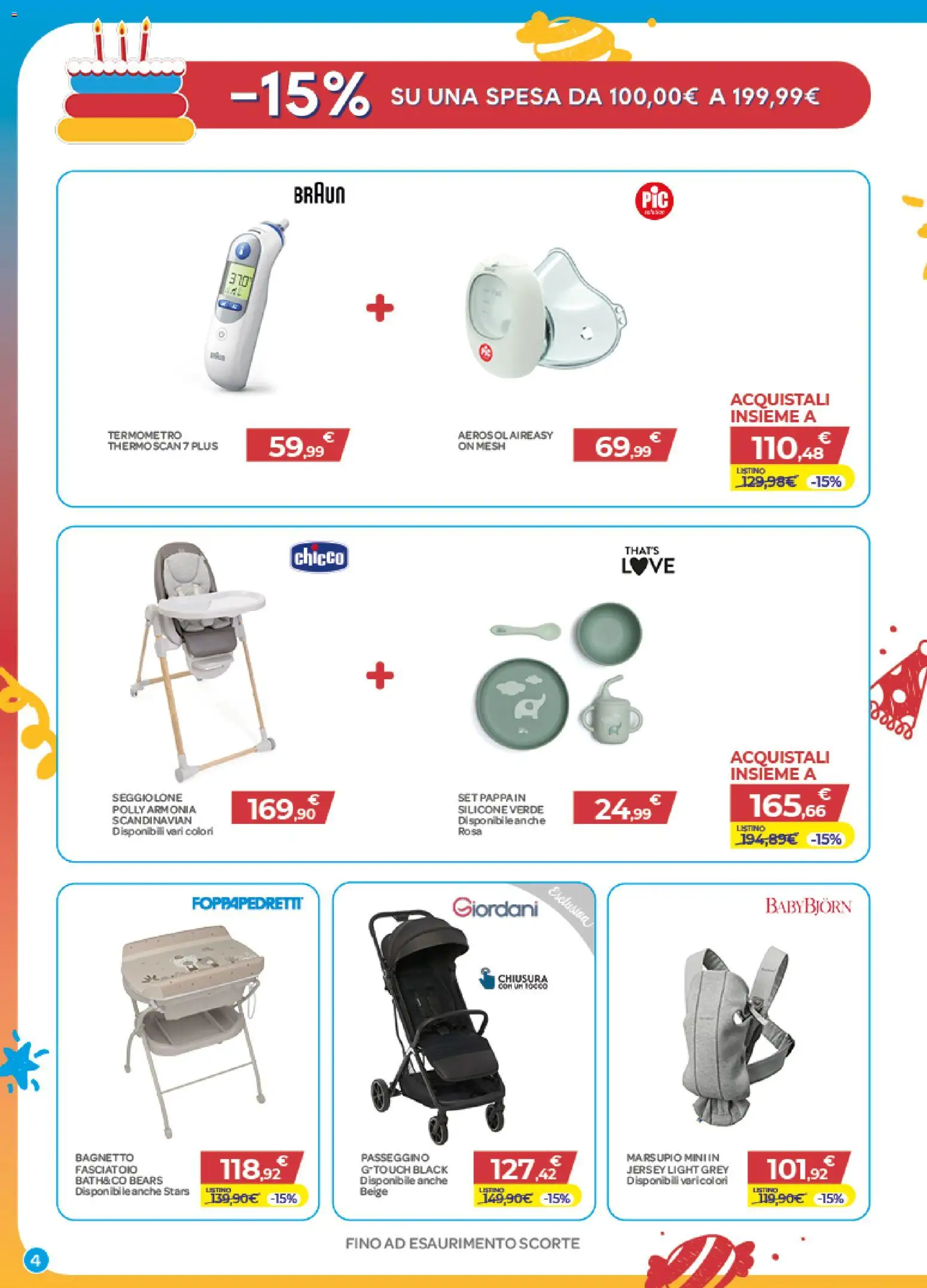 Volantino Bimbo store del 01/10/2026 | Pagina: 4 | Prodotti: Passeggino, Silicone, Termometro, Fasciatoio