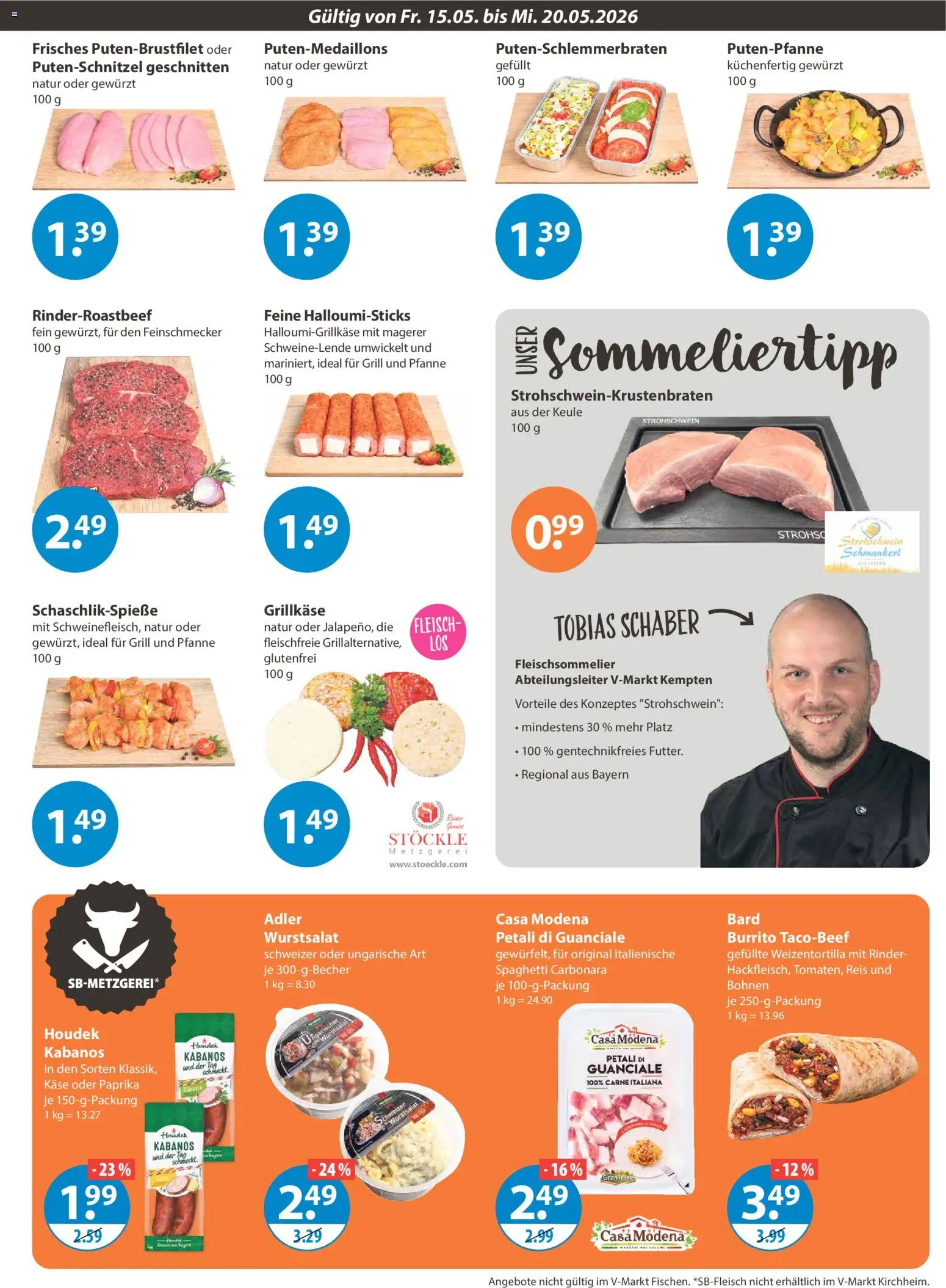 V-Markt Schwaben / Oberbayern – gültig ab 15.05.2026 | Seite: 3 | Produkte: Käse, Paprika, Putenschnitzel, Fleisch